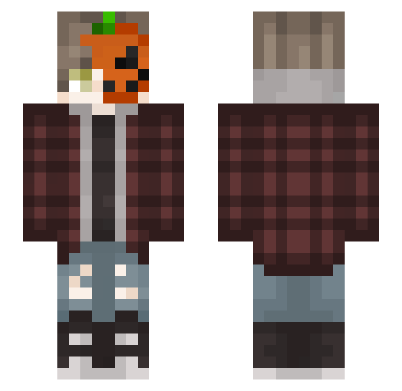 Indecisiveness Minecraft skin, front and back view