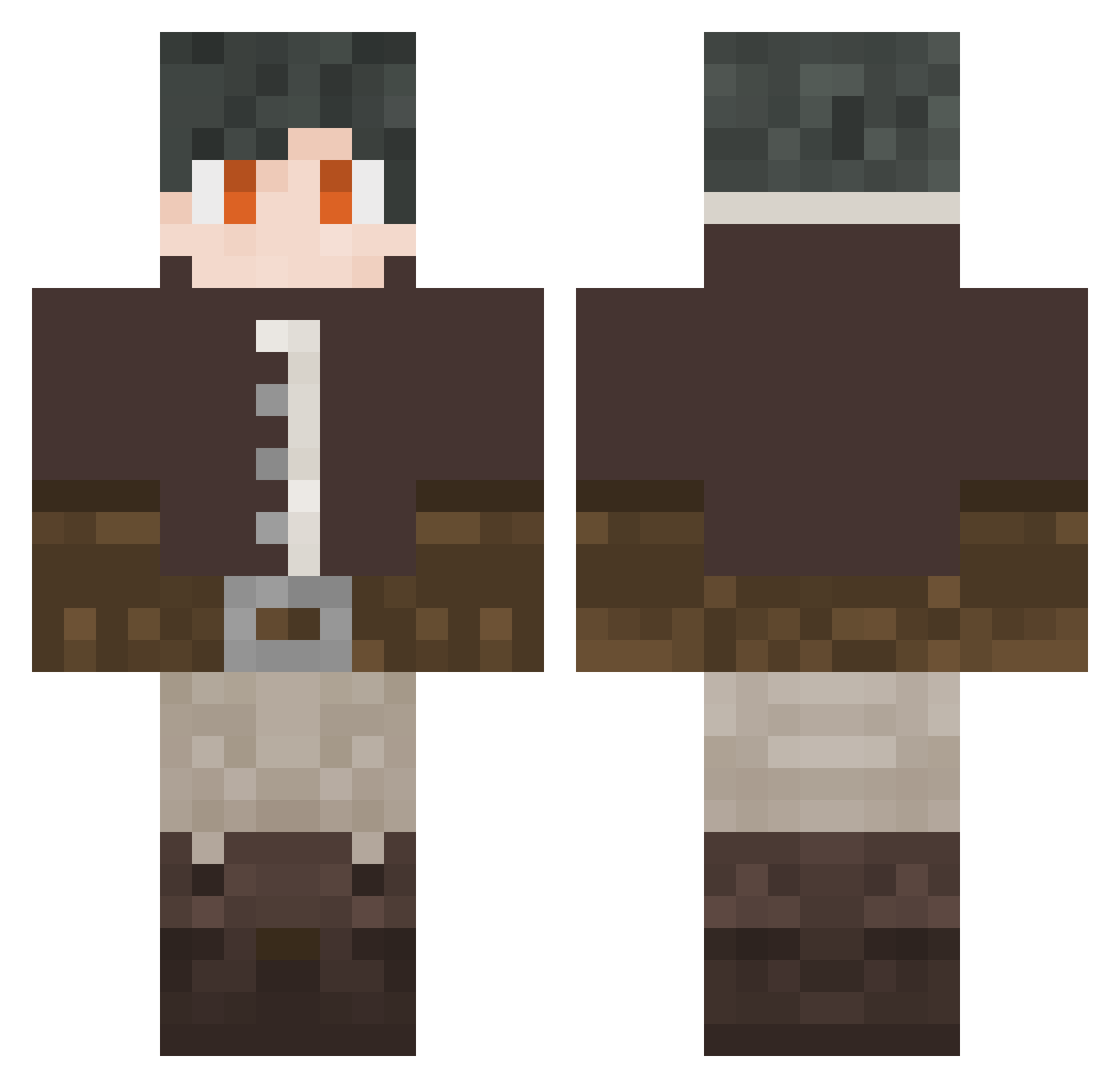 Shawllin Minecraft skin, front and back view