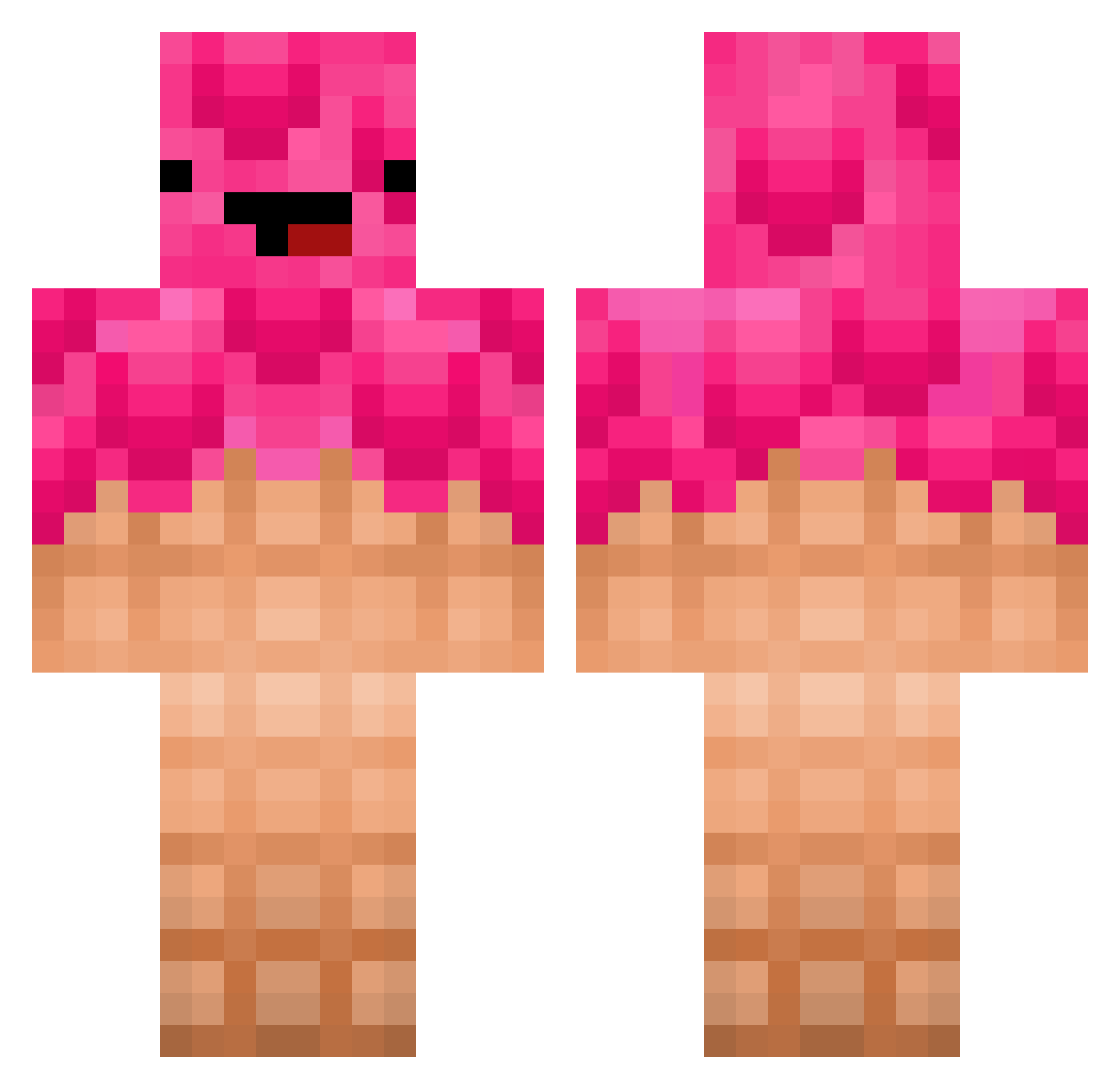 Extancy Minecraft skin, front and back view