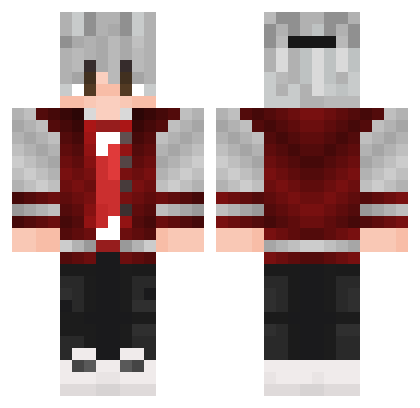 Yunican Minecraft skin, front and back view