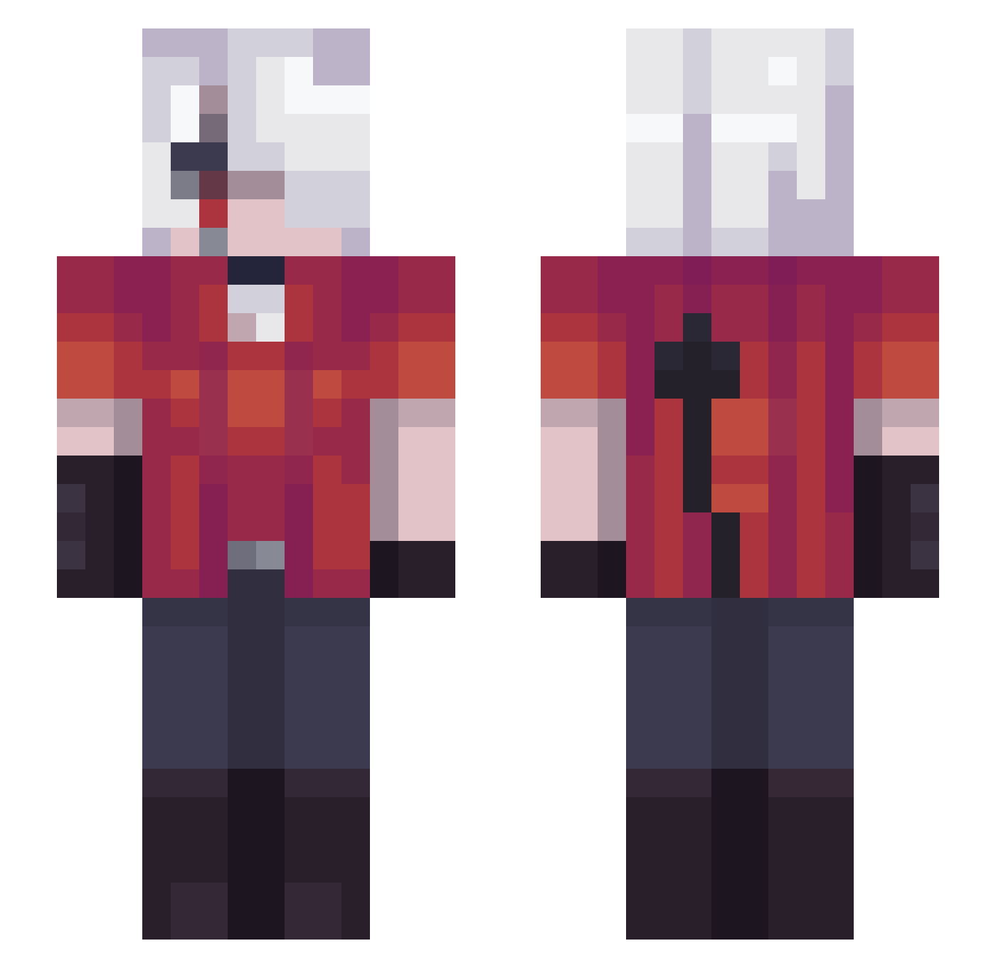 Anikael Minecraft skin, front and back view