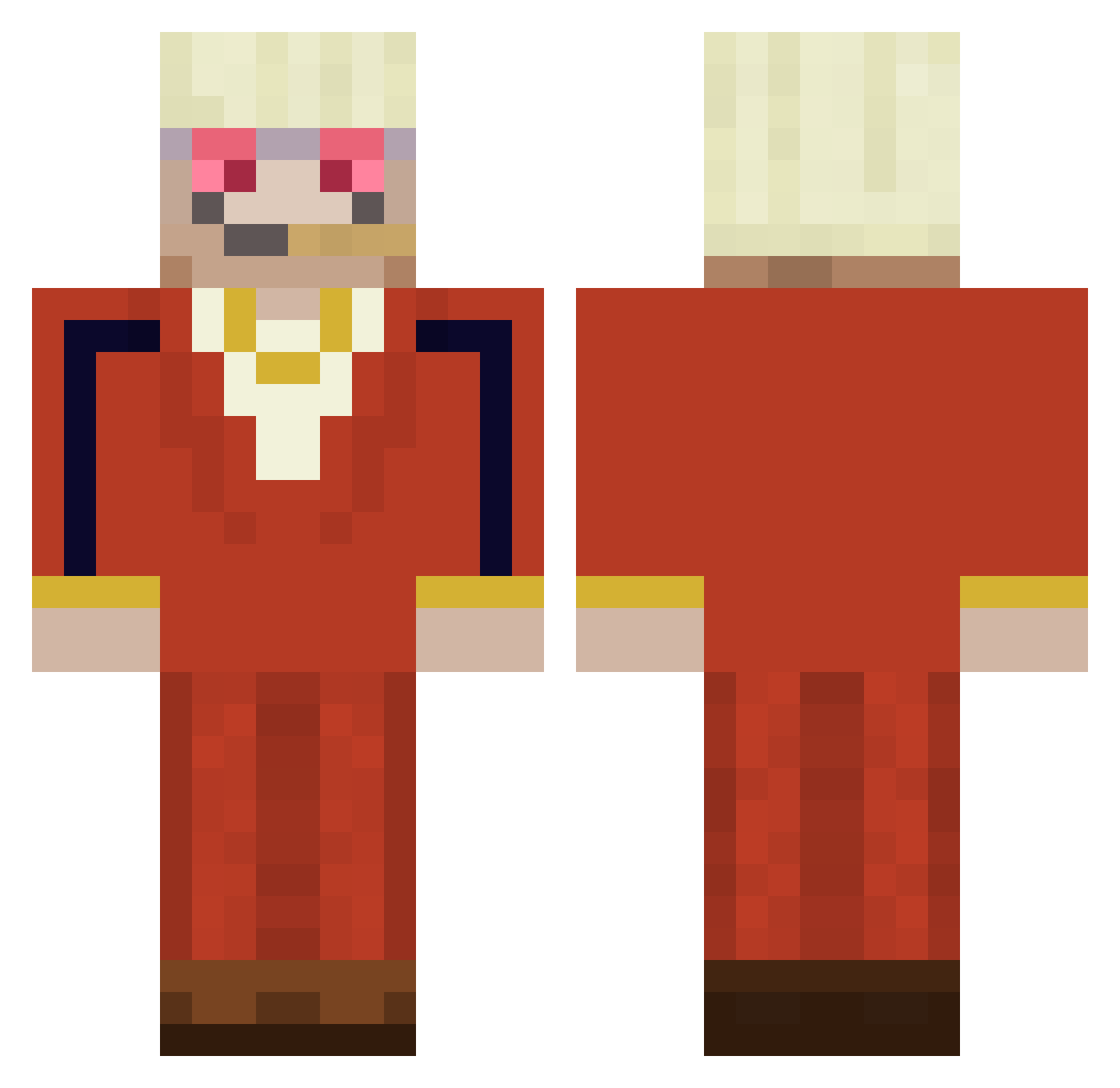 Heathy Minecraft skin, front and back view