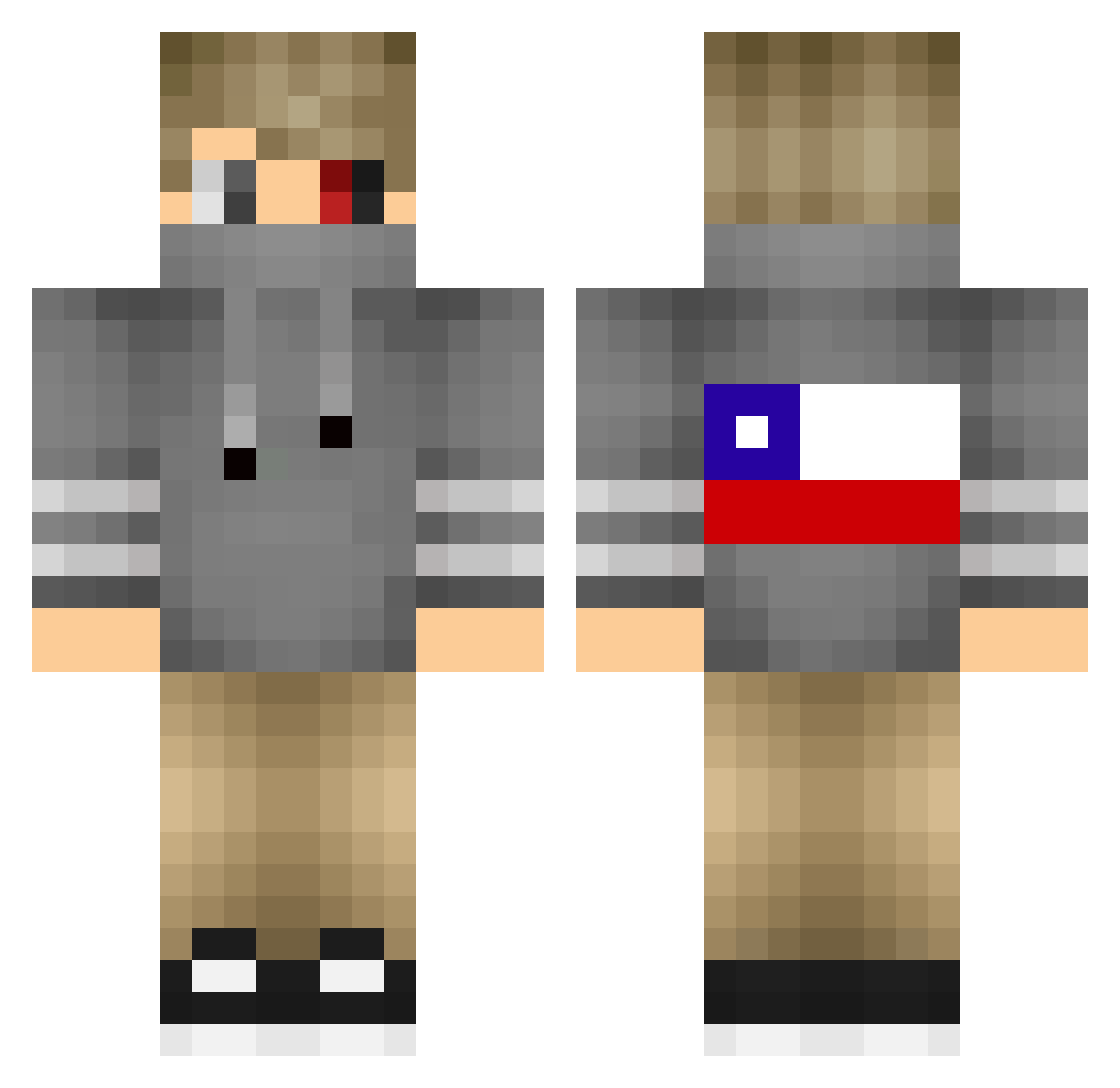 Theap0lo Minecraft skin, front and back view