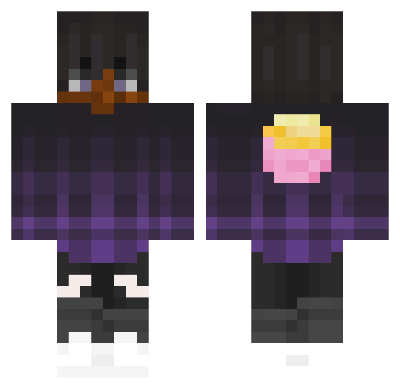 moodyL Minecraft skin, front and back view
