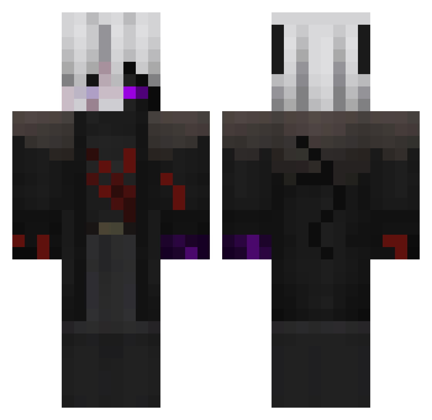Zarkres Minecraft skin, front and back view