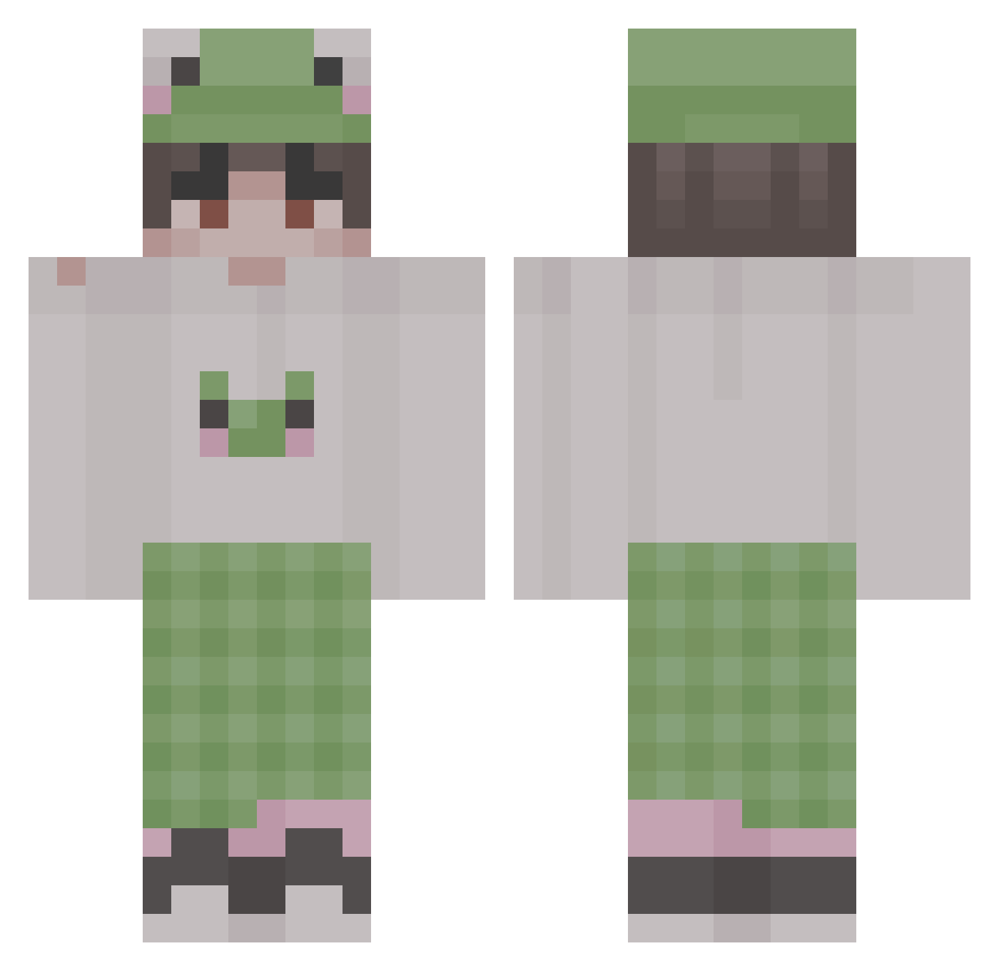 ysrwho Minecraft skin, front and back view