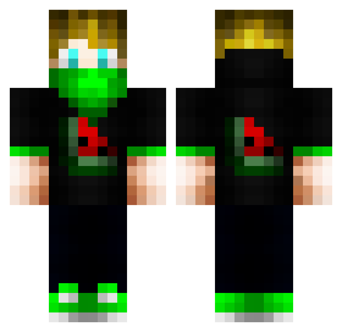 Suiper Minecraft skin, front and back view