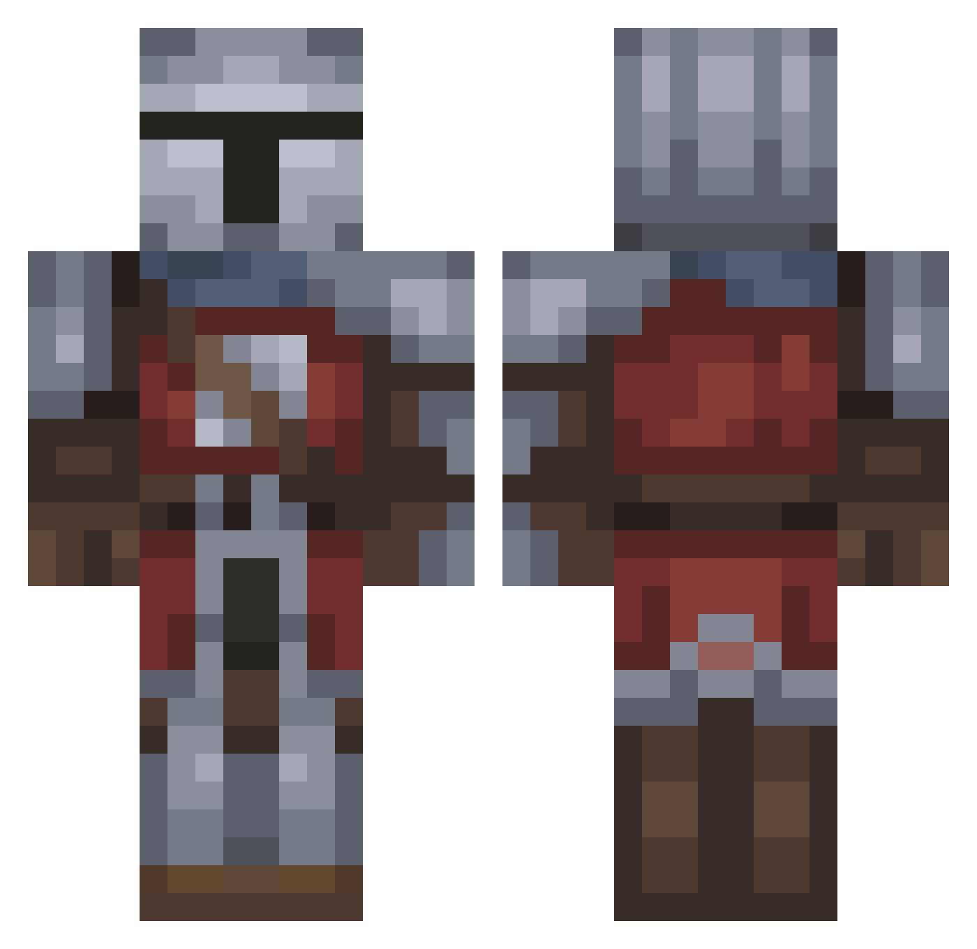 Quadorox Minecraft skin, front and back view