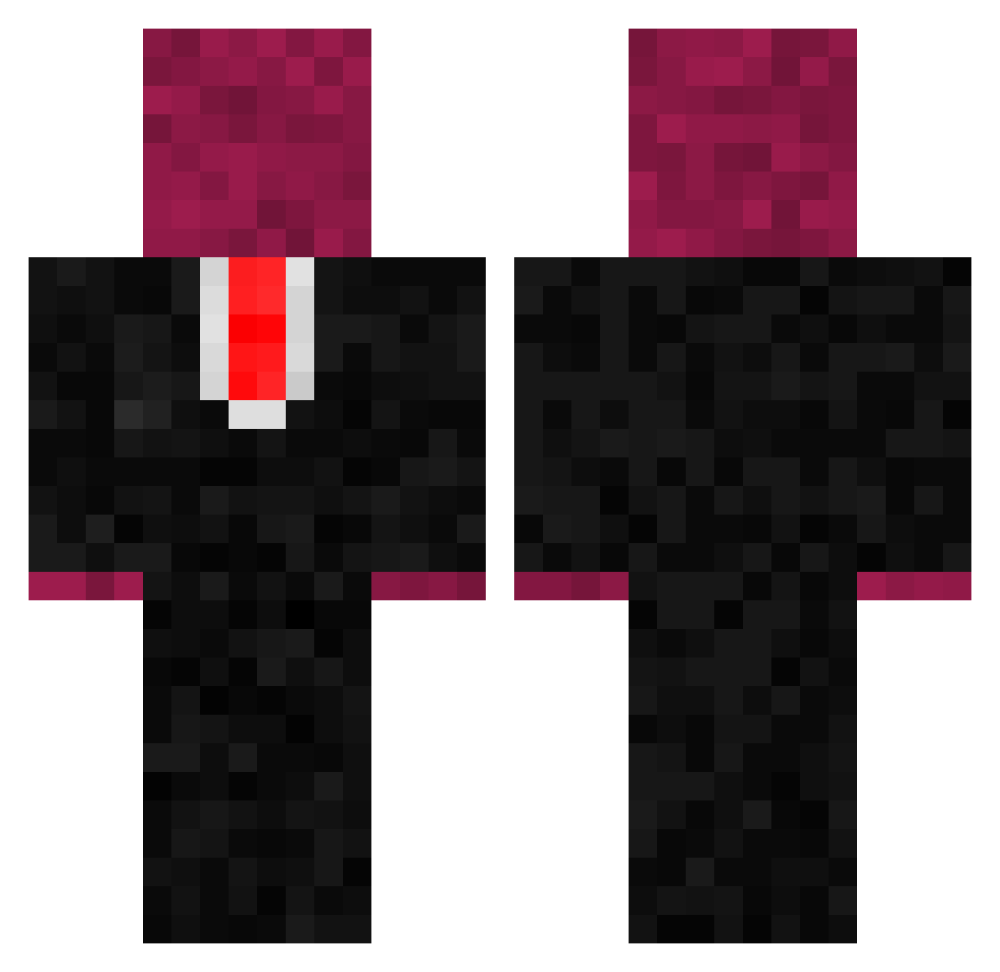 ReallyBeetroot Minecraft skin, front and back view