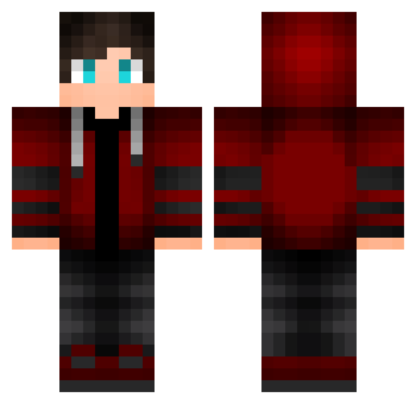 RiderlnRed Minecraft skin, front and back view