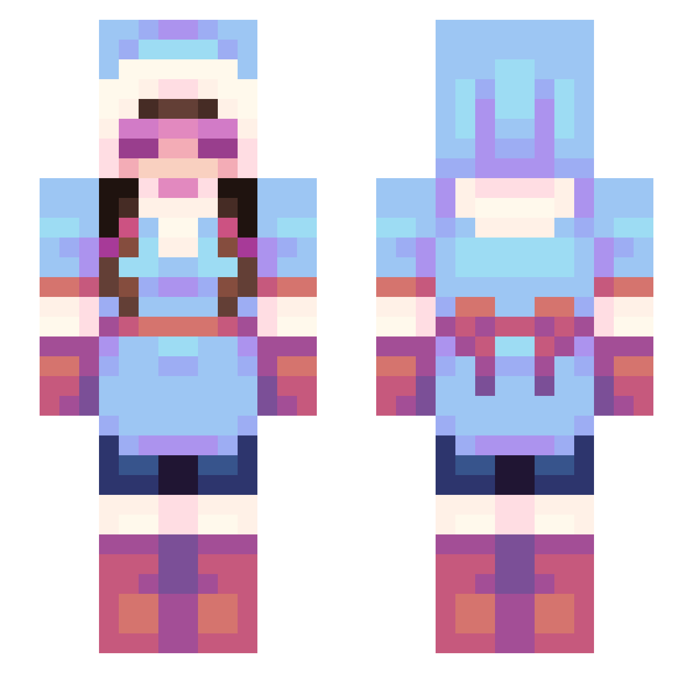 AmbientRainfall Minecraft skin, front and back view