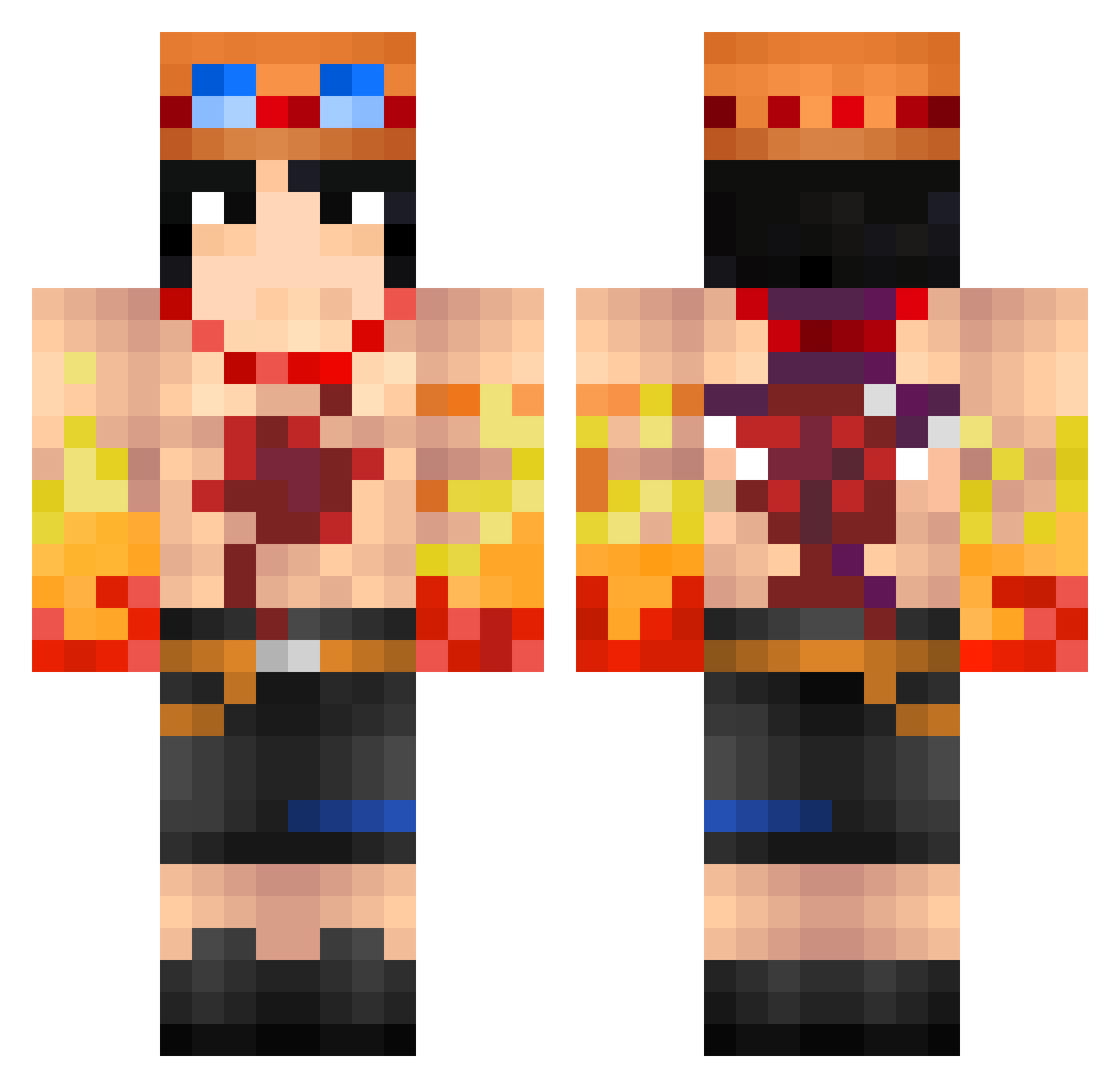 InvictusMoto Minecraft skin, front and back view