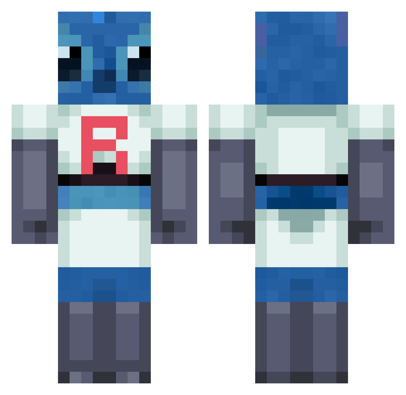 Dait0 Minecraft skin, front and back view