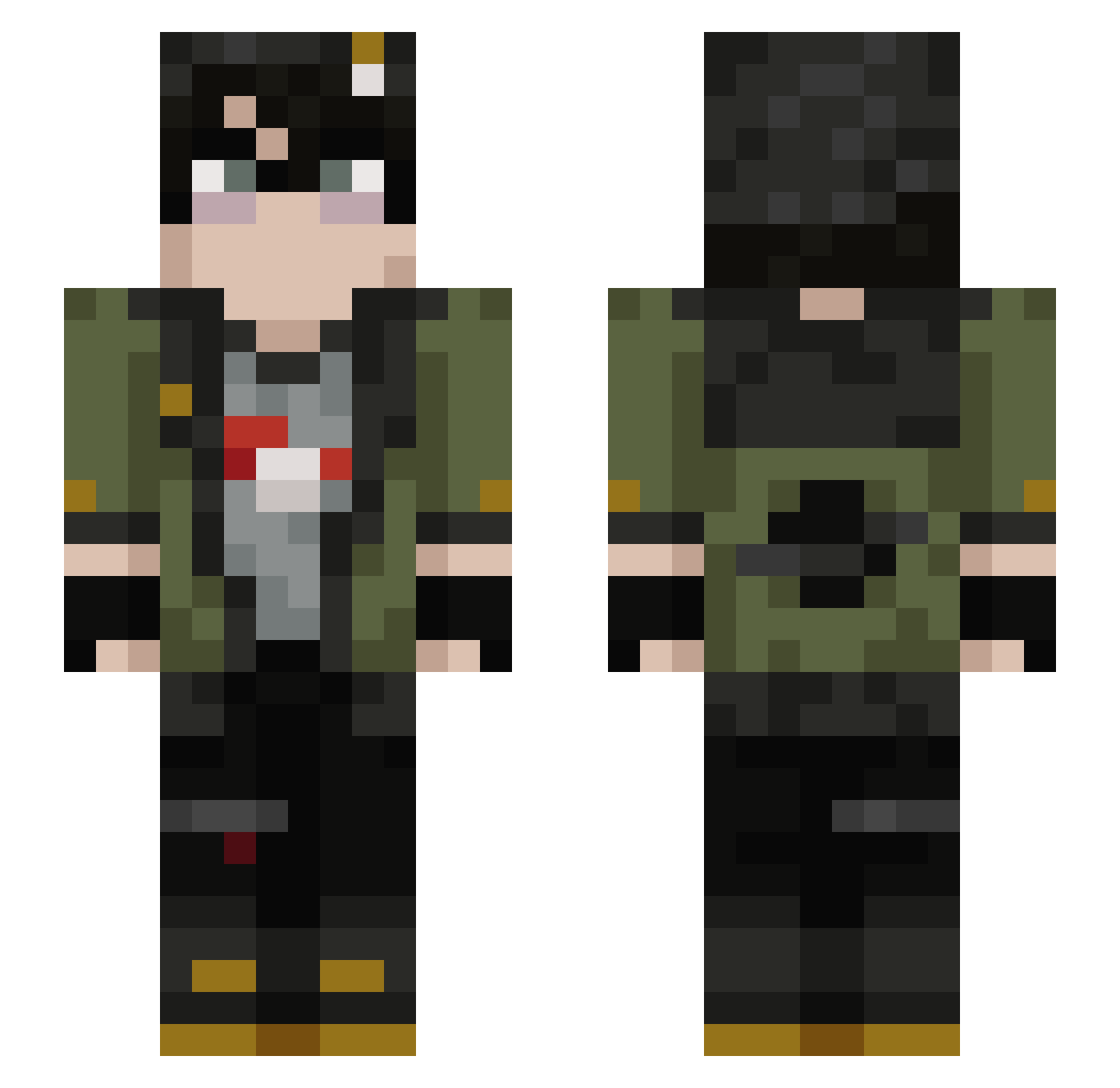 Soundateer Minecraft skin, front and back view