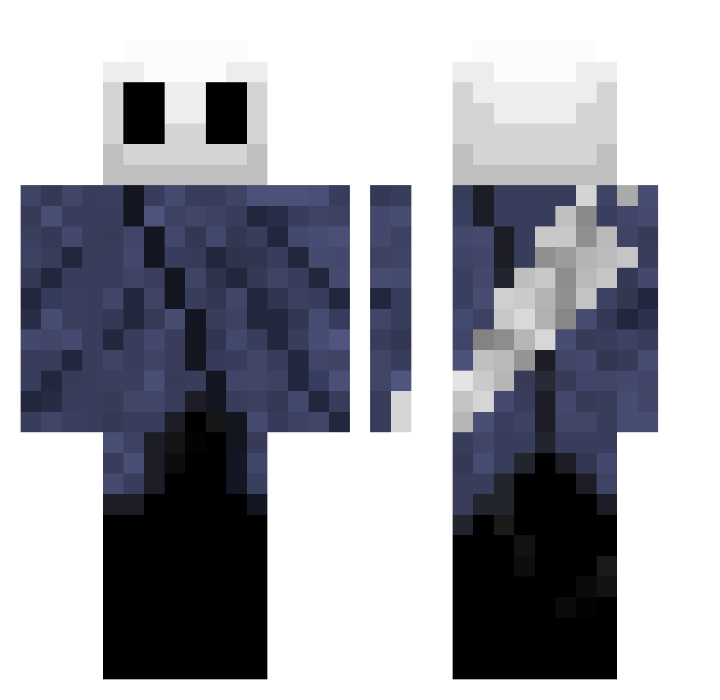 Tolerative Minecraft skin, front and back view