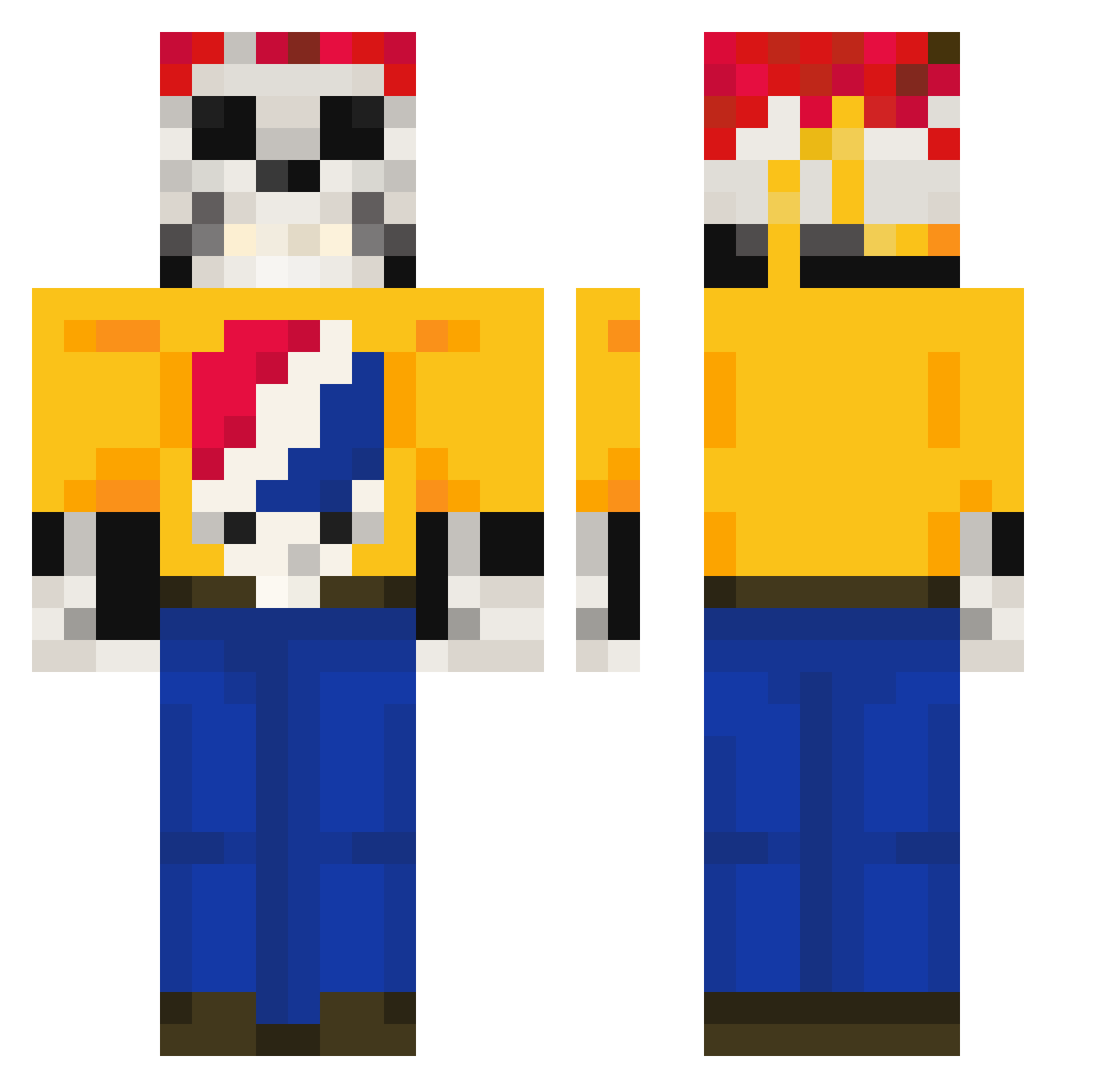 Cajander Minecraft skin, front and back view