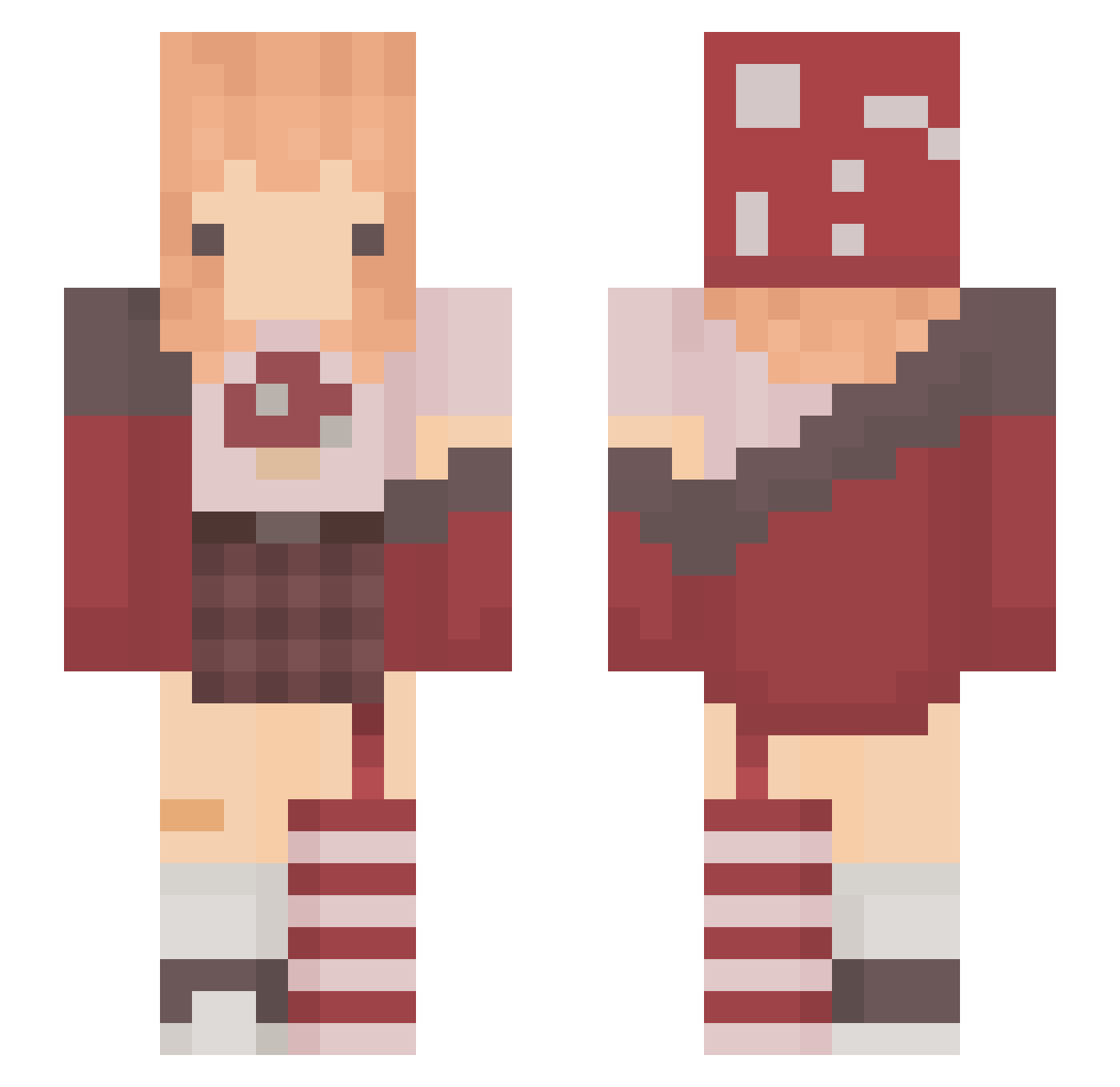 SecondSleepy Minecraft skin, front and back view
