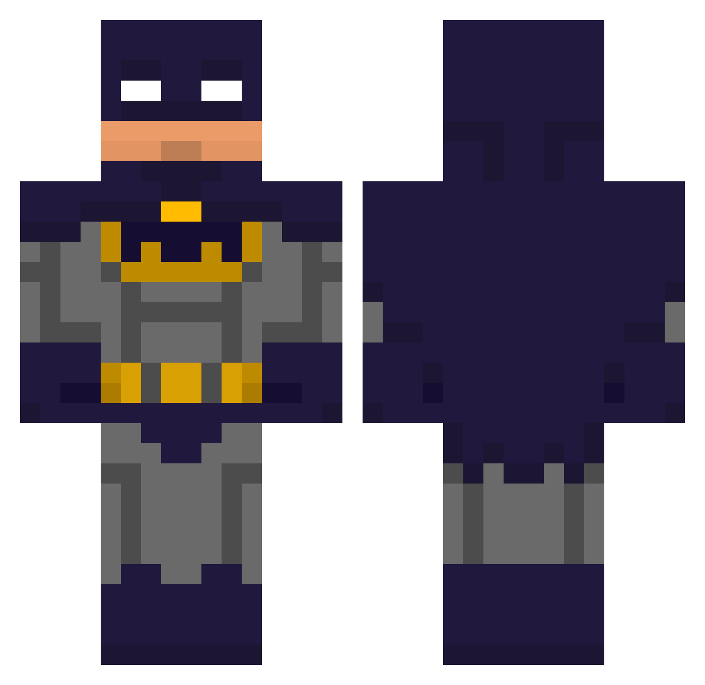 SlumpedKai Minecraft skin, front and back view