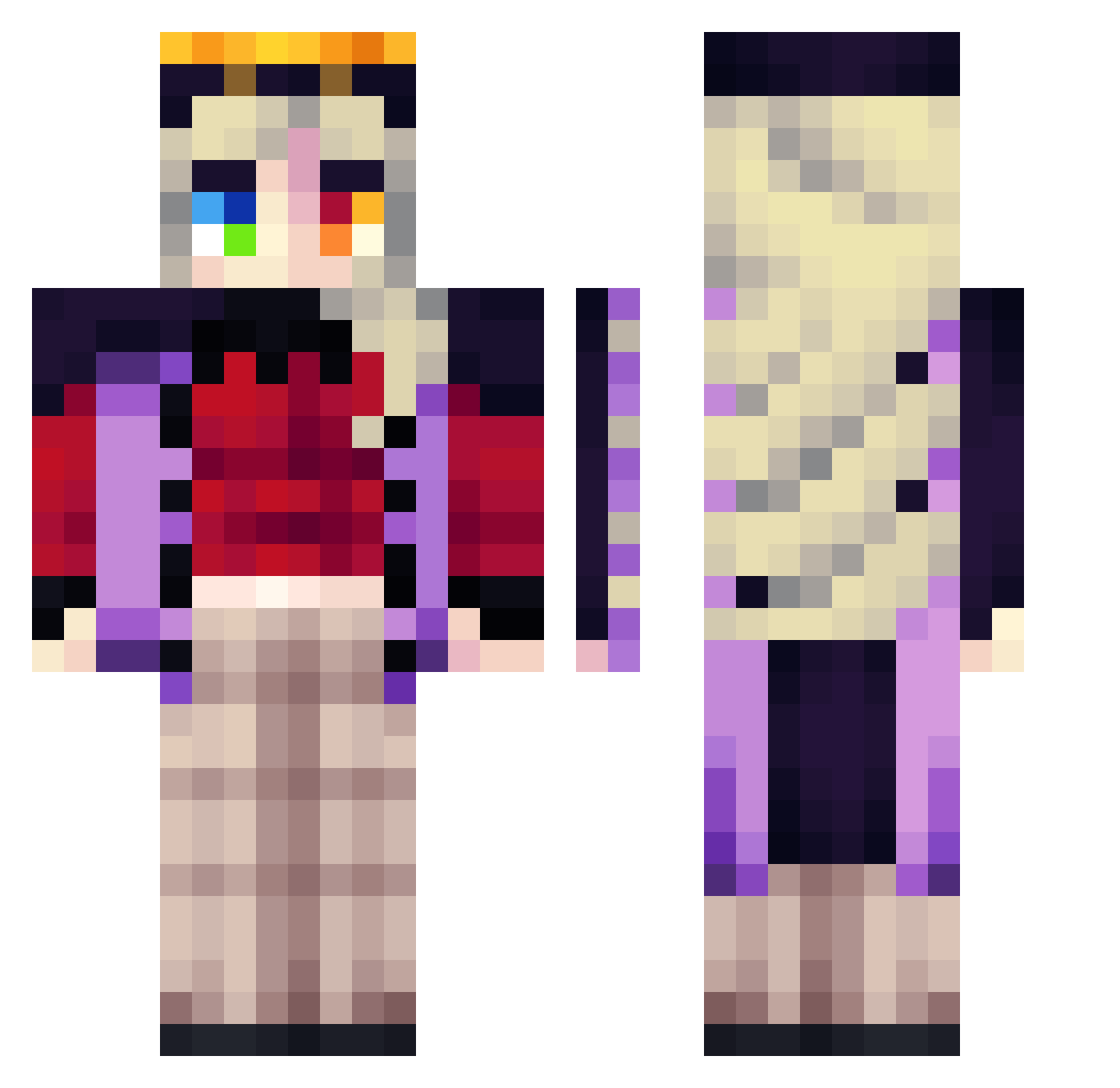 HeatStormzy Minecraft skin, front and back view