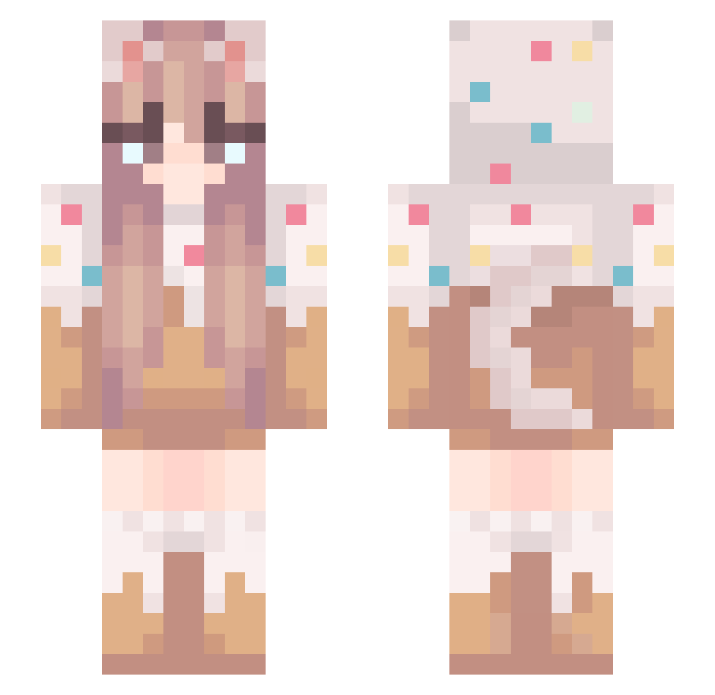 Nikibella Minecraft skin, front and back view