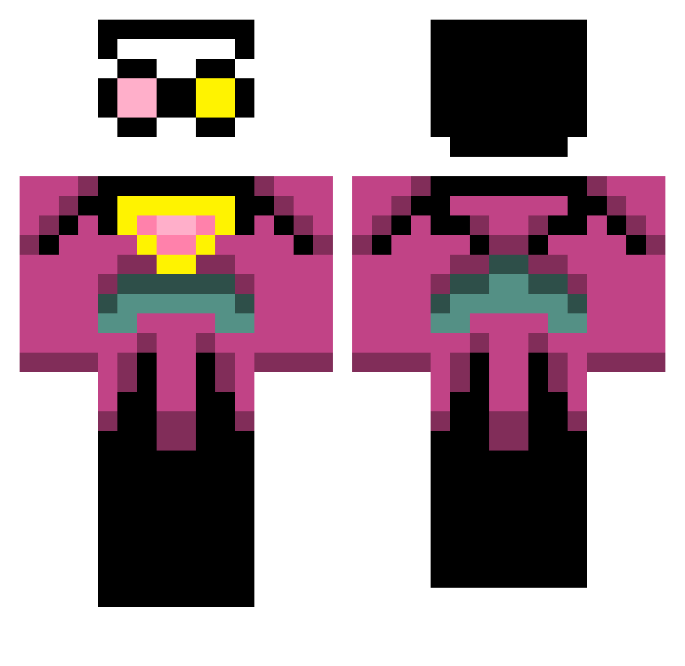 JedineO2 Minecraft skin, front and back view
