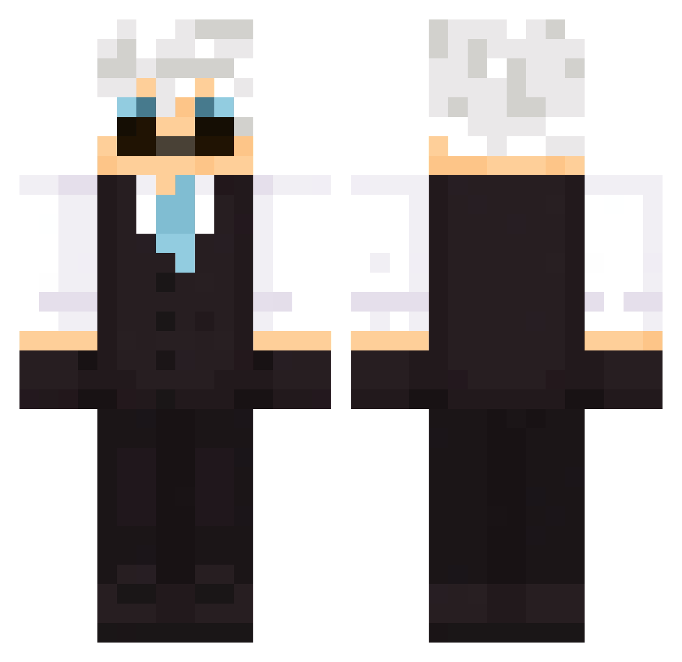 Vaderish_ Minecraft skin, front and back view