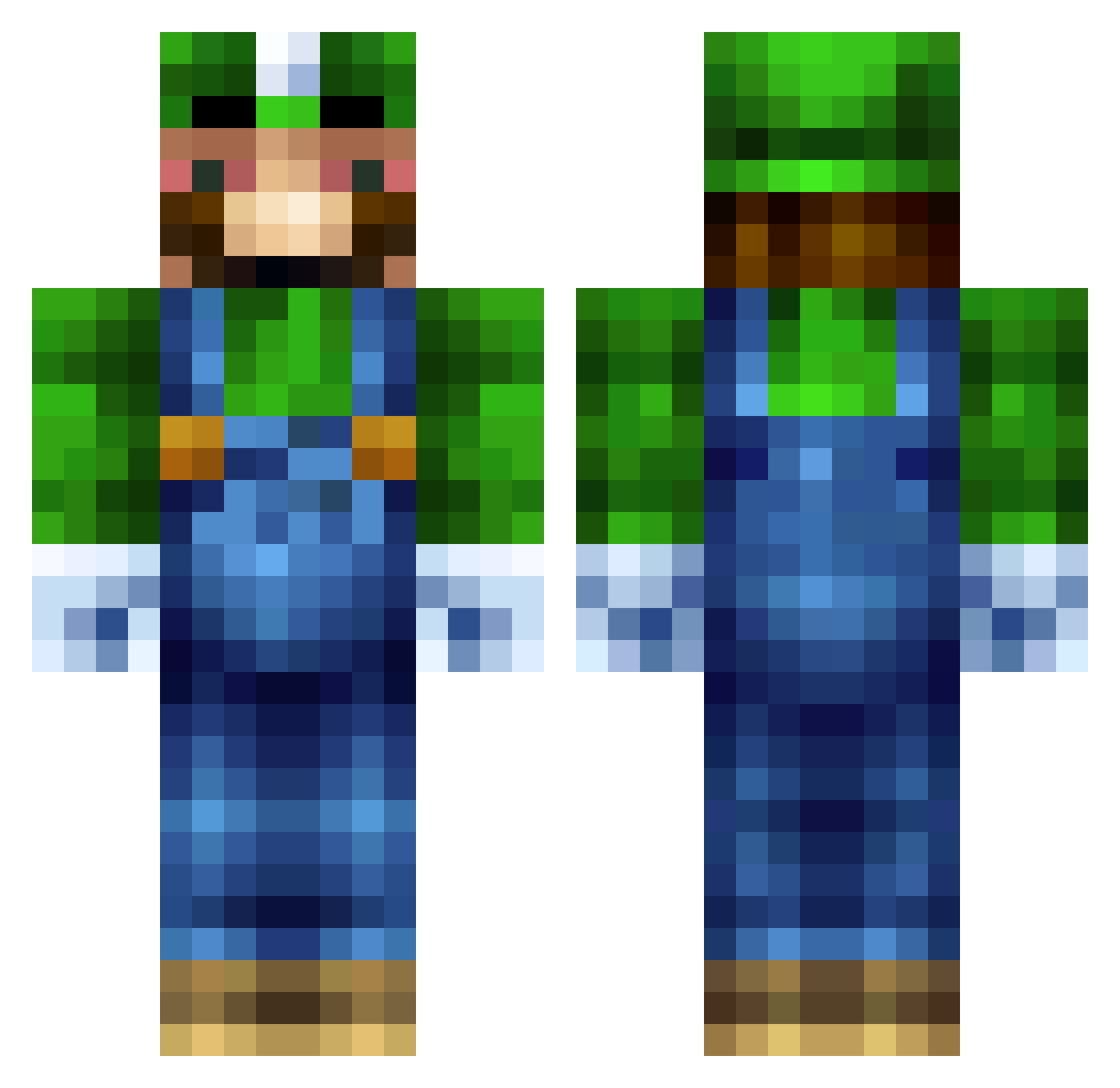 Vqrp Minecraft skin, front and back view