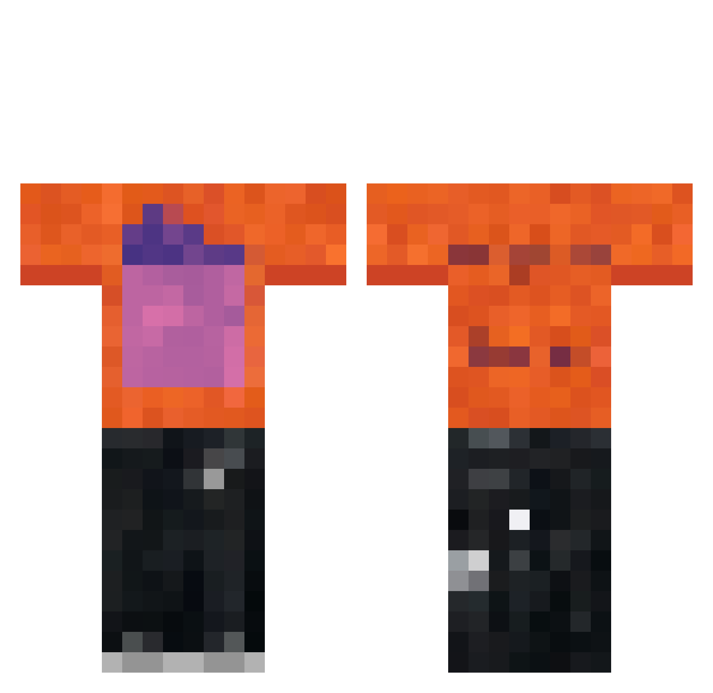 SmashlngPumpkins Minecraft skin, front and back view