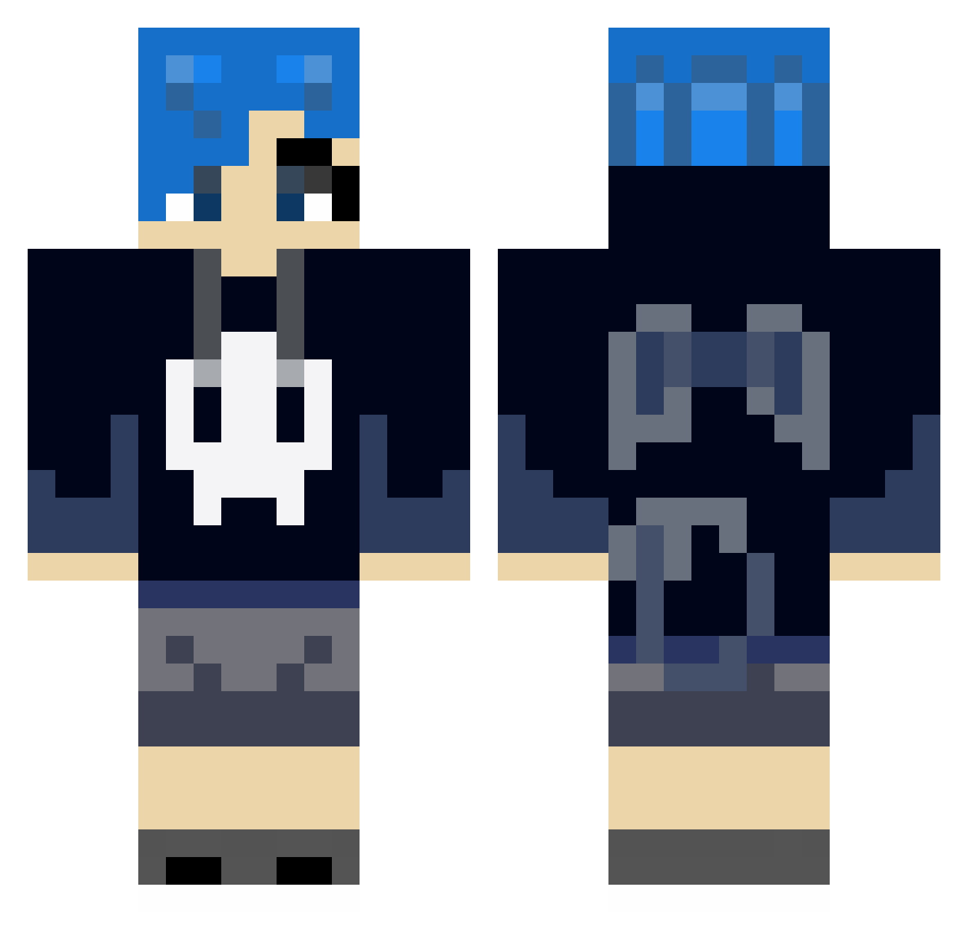 Thetruebluedog Minecraft skin, front and back view