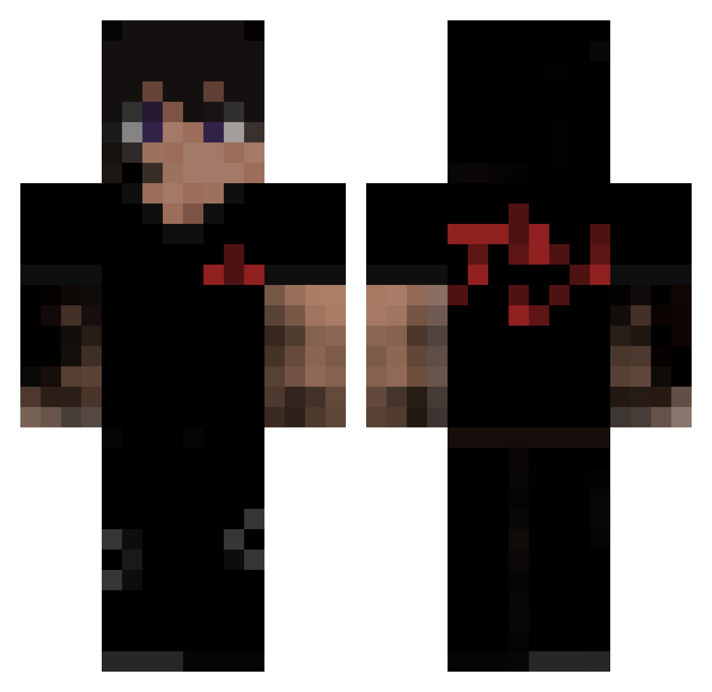 SpiderMathias Minecraft skin, front and back view