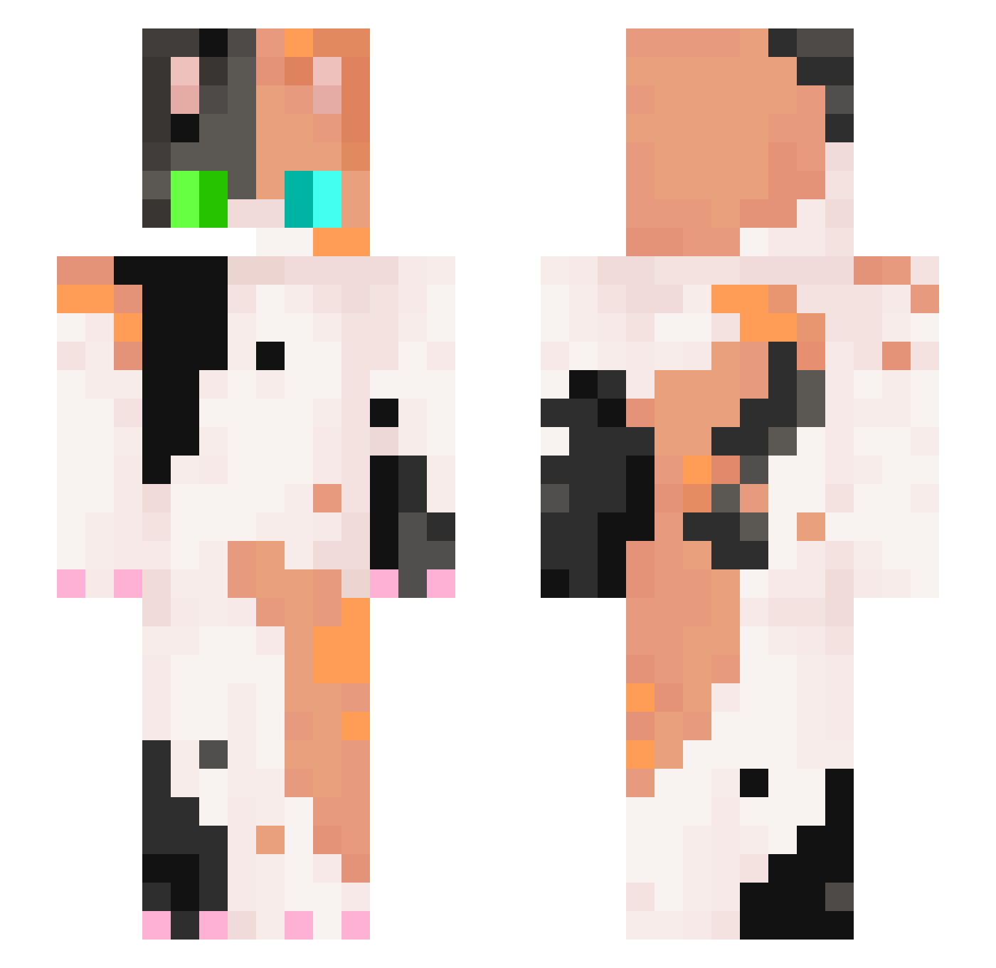 RzeMiko Minecraft skin, front and back view