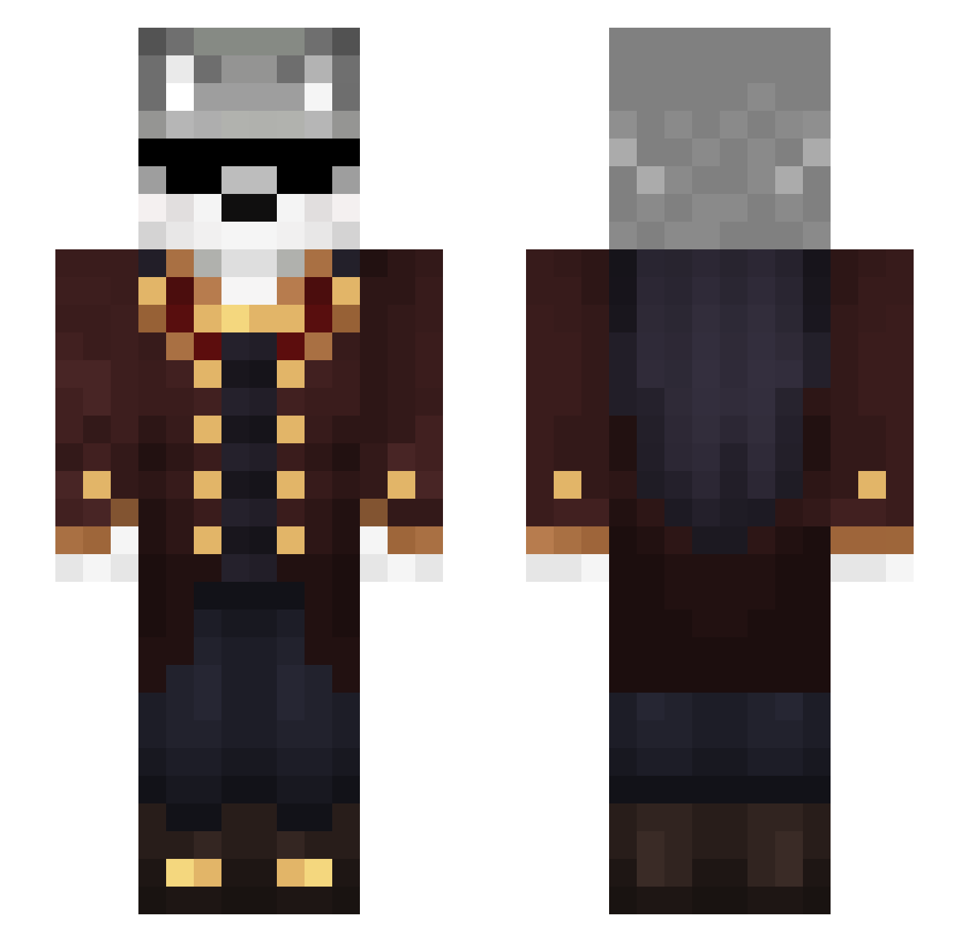 Wolfunn Minecraft skin, front and back view