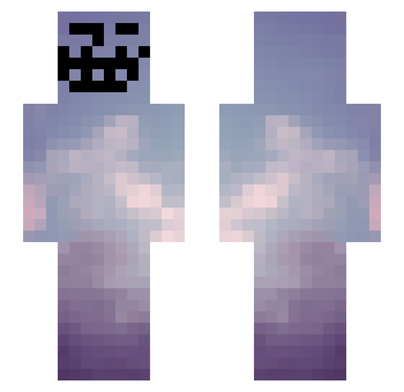 X3OwOX3 Minecraft skin, front and back view