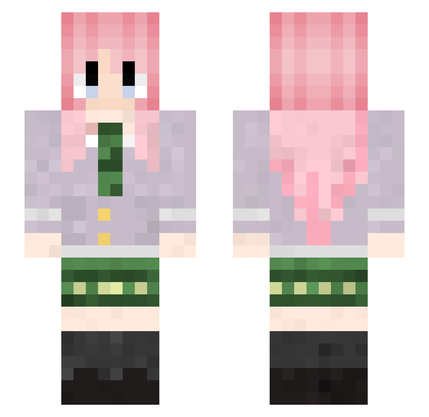 qLcw Minecraft skin, front and back view