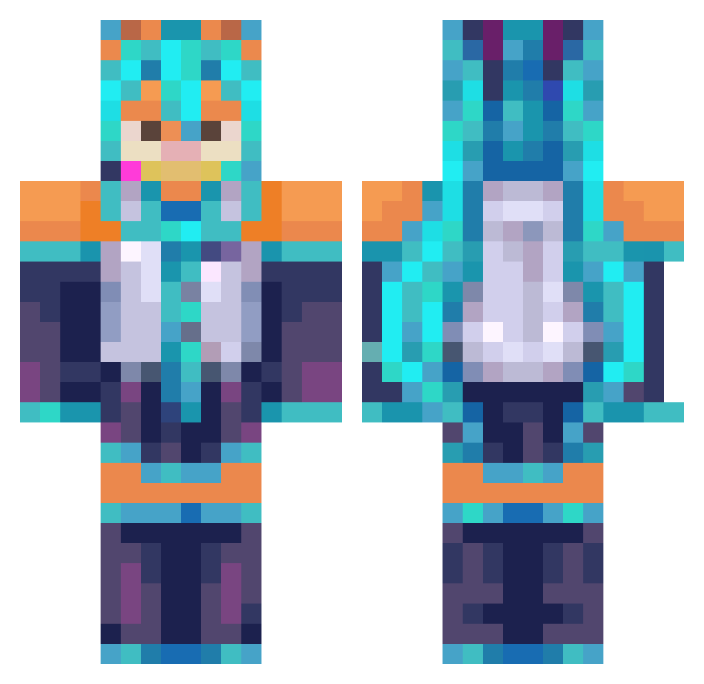 Taylor_Grande Minecraft skin, front and back view