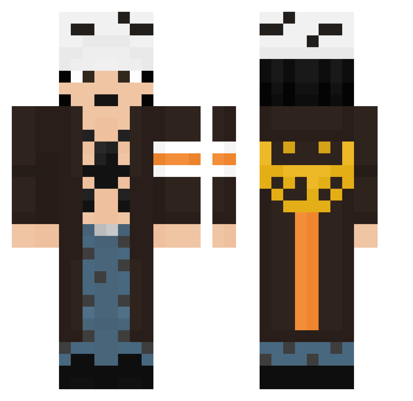 Justlee100 Minecraft skin, front and back view