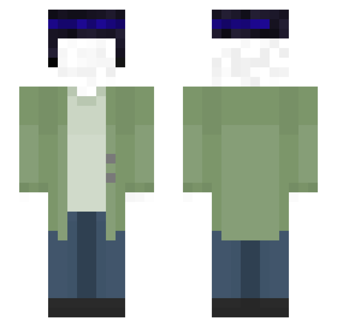 the_nierd Minecraft skin, front and back view