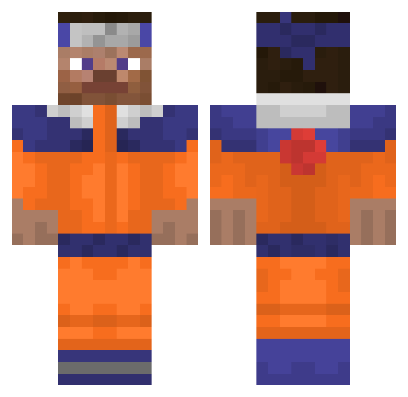 sad3o Minecraft skin, front and back view