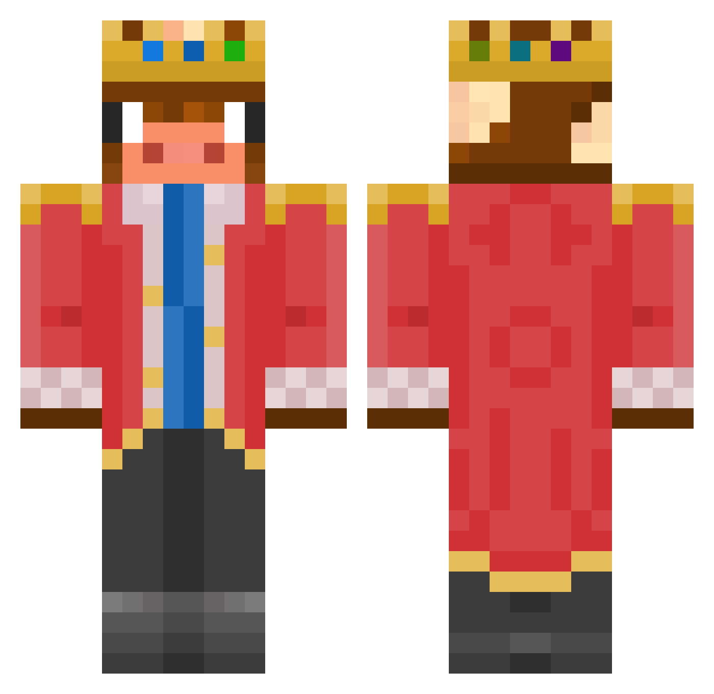 VIPCow Minecraft skin, front and back view