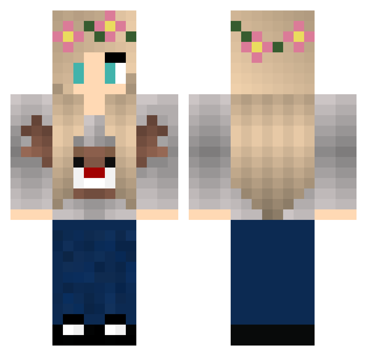 Rentier Minecraft skin, front and back view