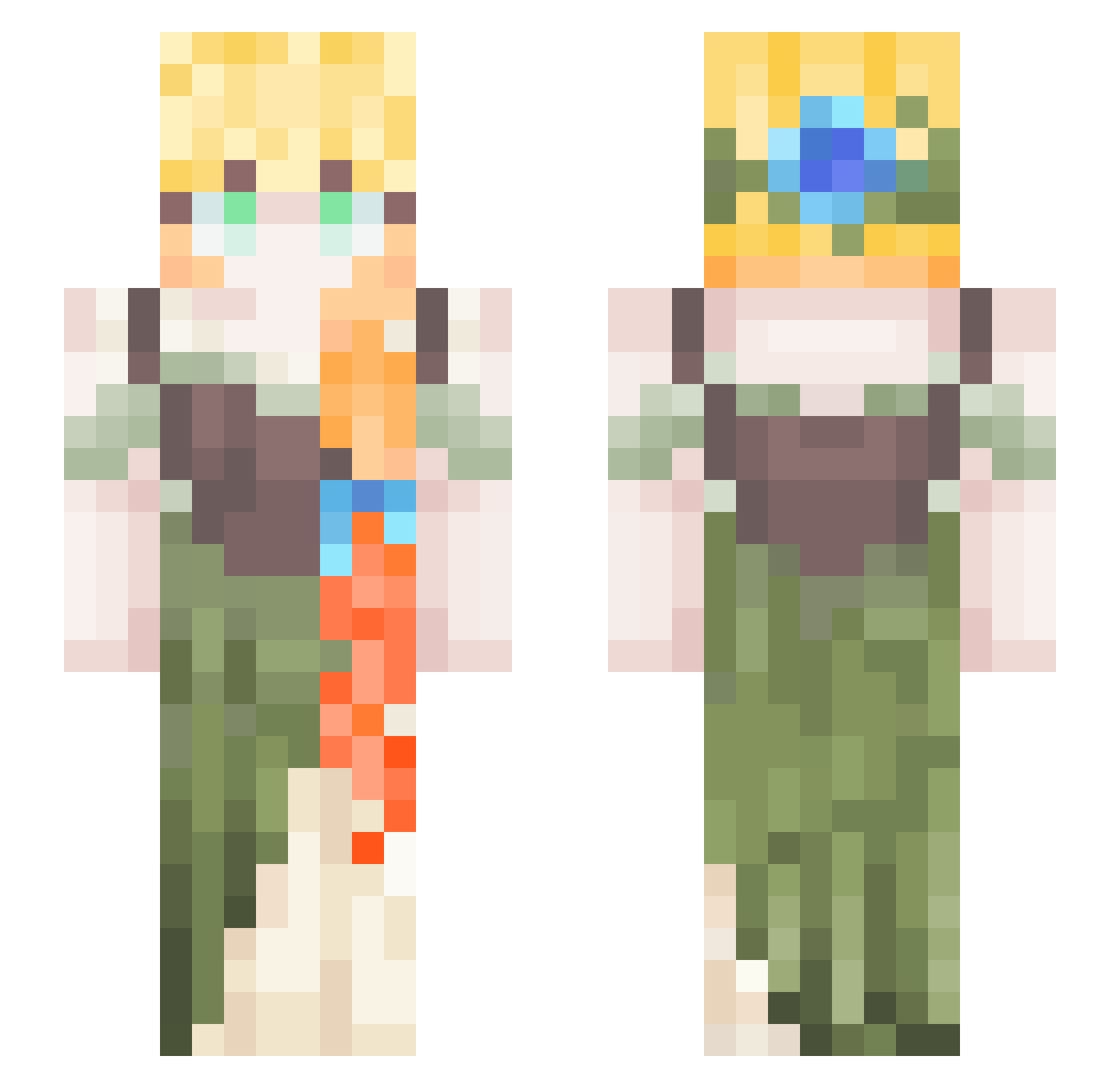Lambency Minecraft skin, front and back view