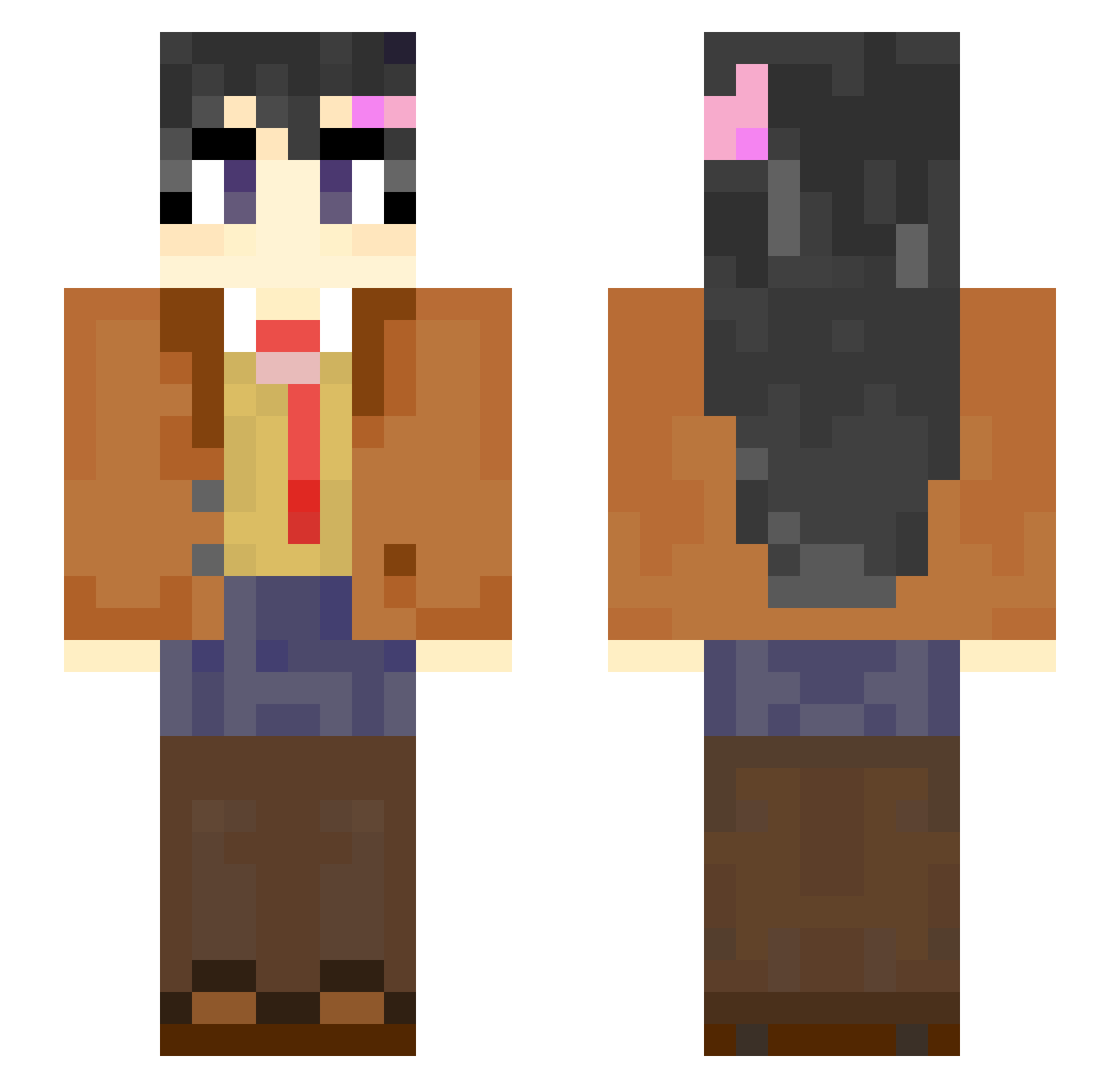 Ratability Minecraft skin, front and back view