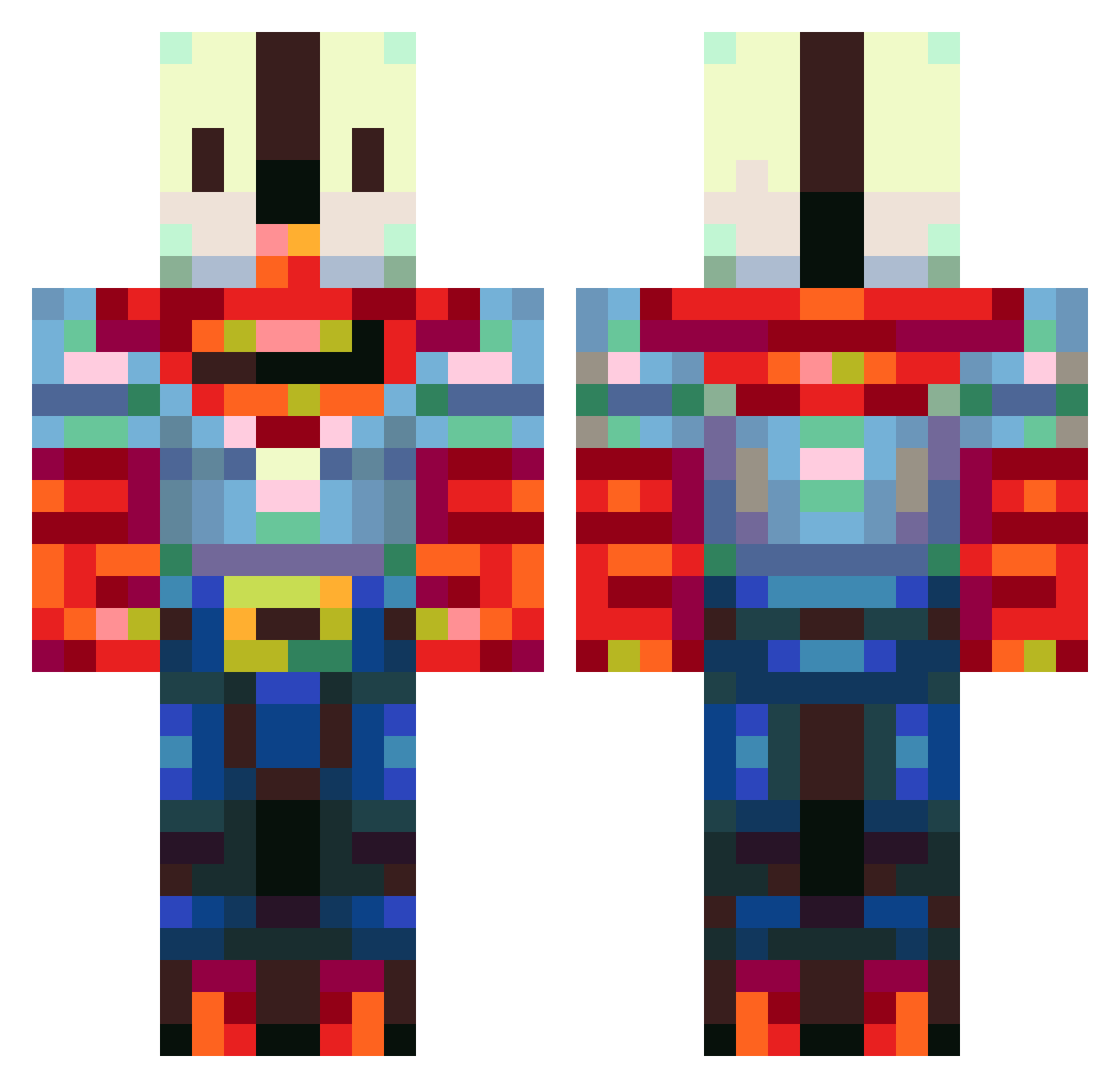 Shrumbo Minecraft skin, front and back view