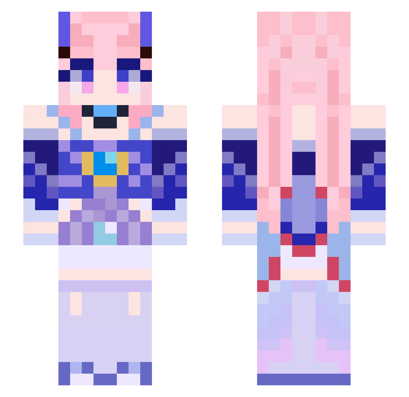 dynastinae Minecraft skin, front and back view