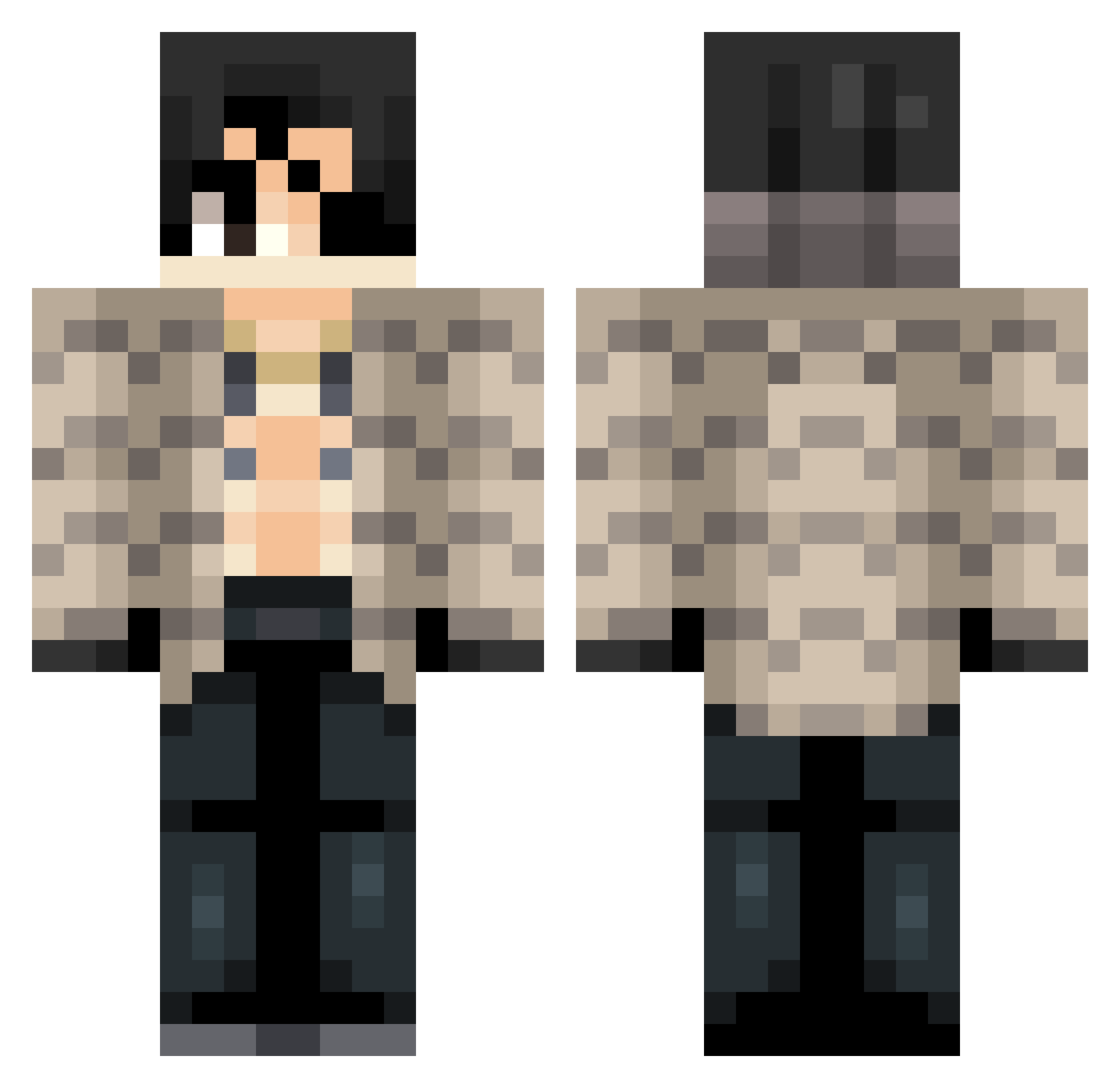 hqme Minecraft skin, front and back view