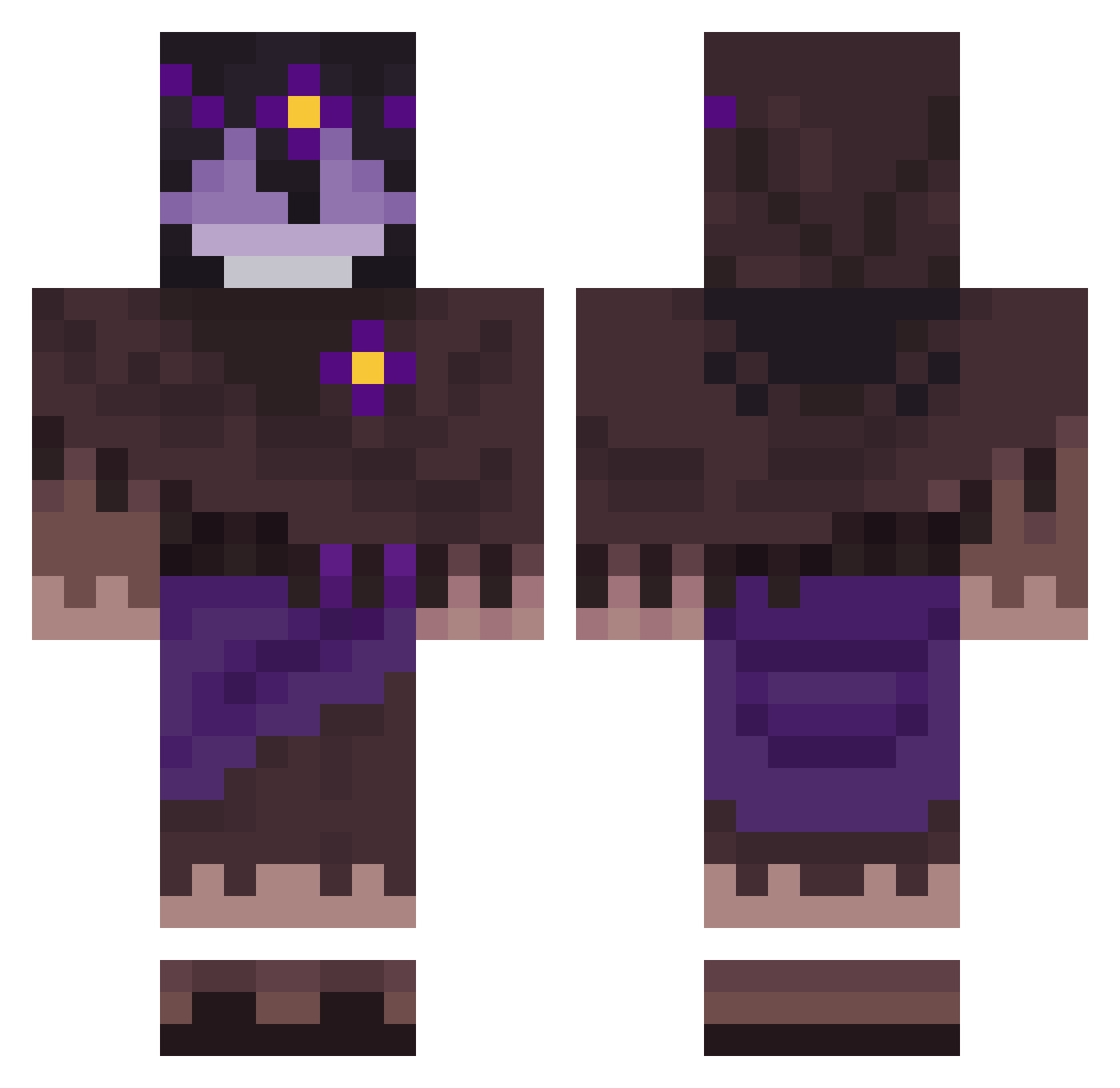 DoctorWhu Minecraft skin, front and back view