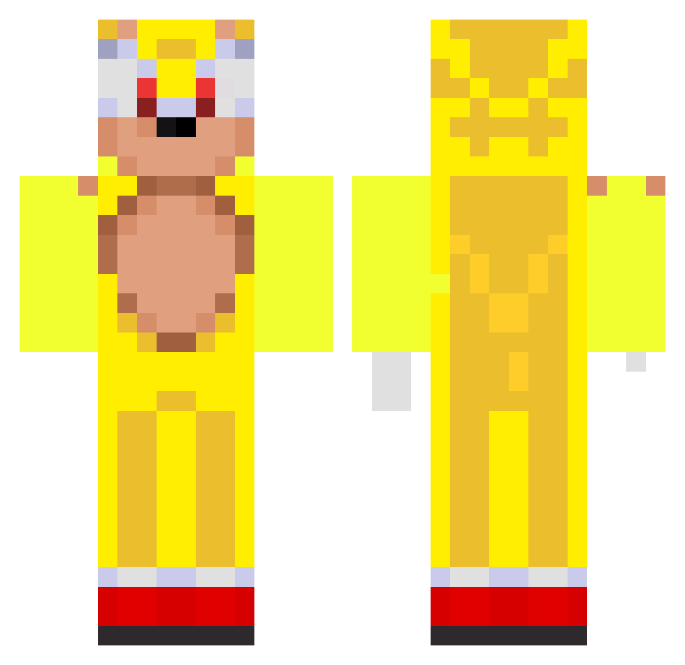 Attendee Minecraft skin, front and back view