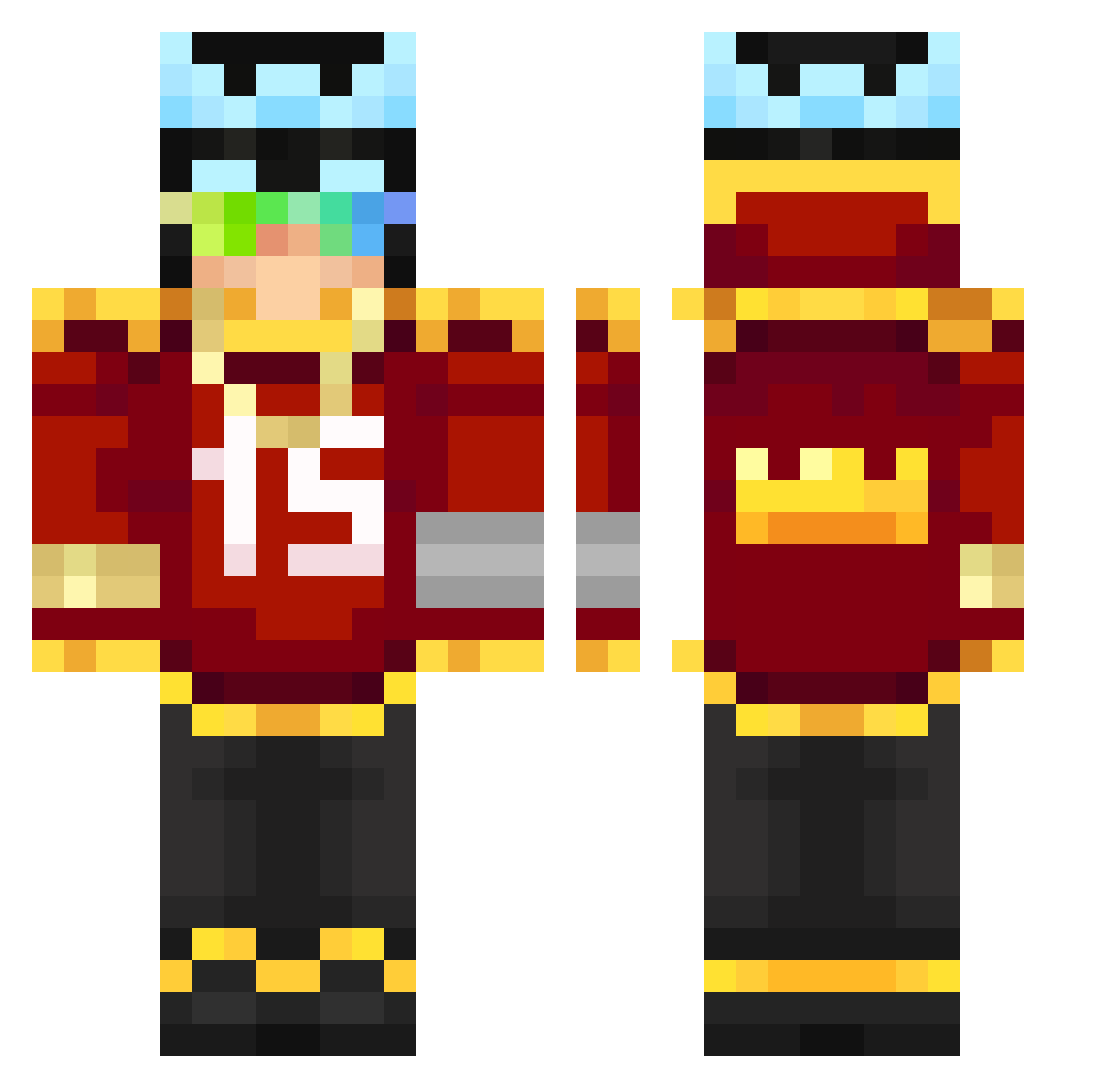 TieXue Minecraft skin, front and back view