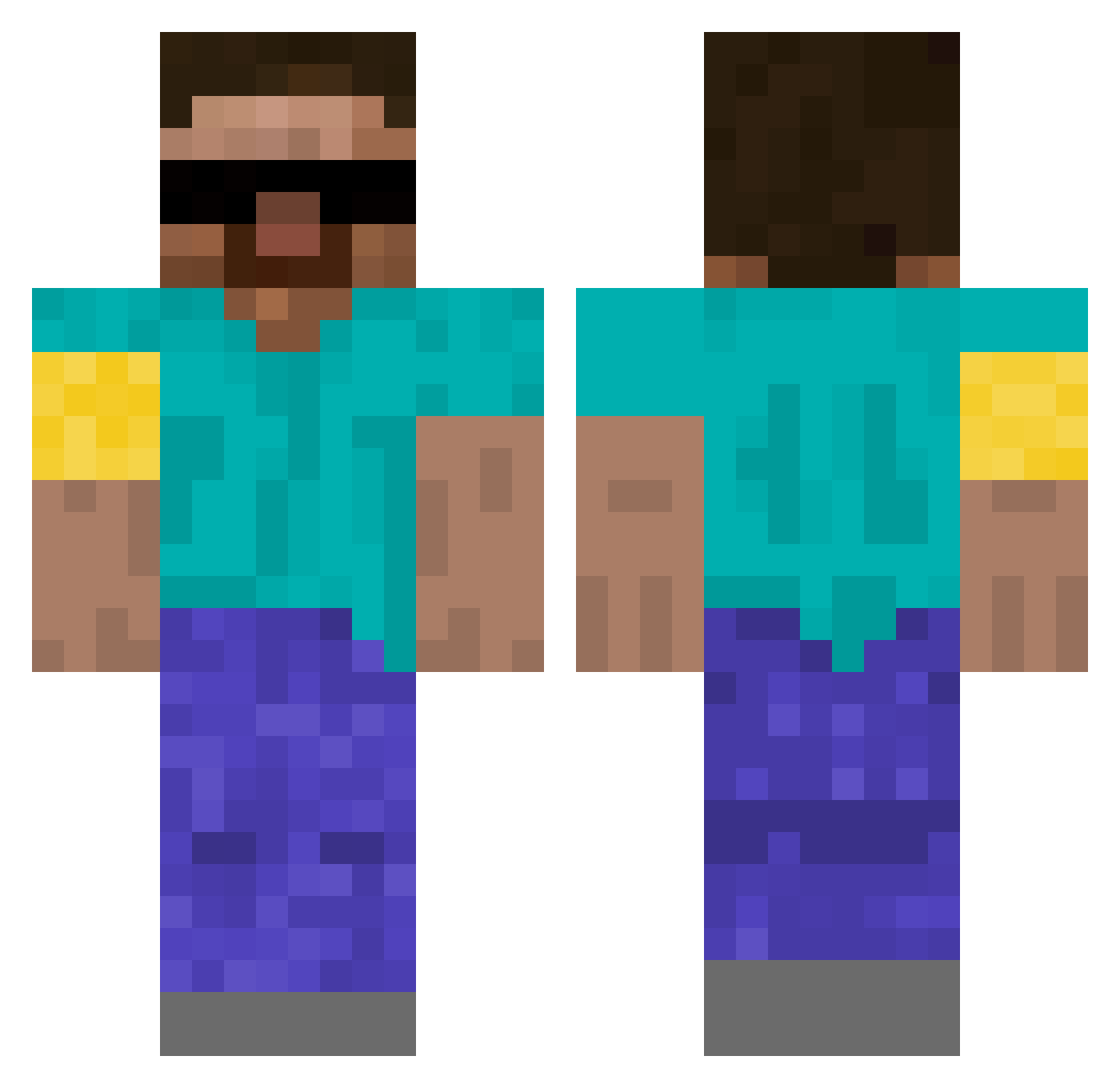 PurityAdmin Minecraft skin, front and back view