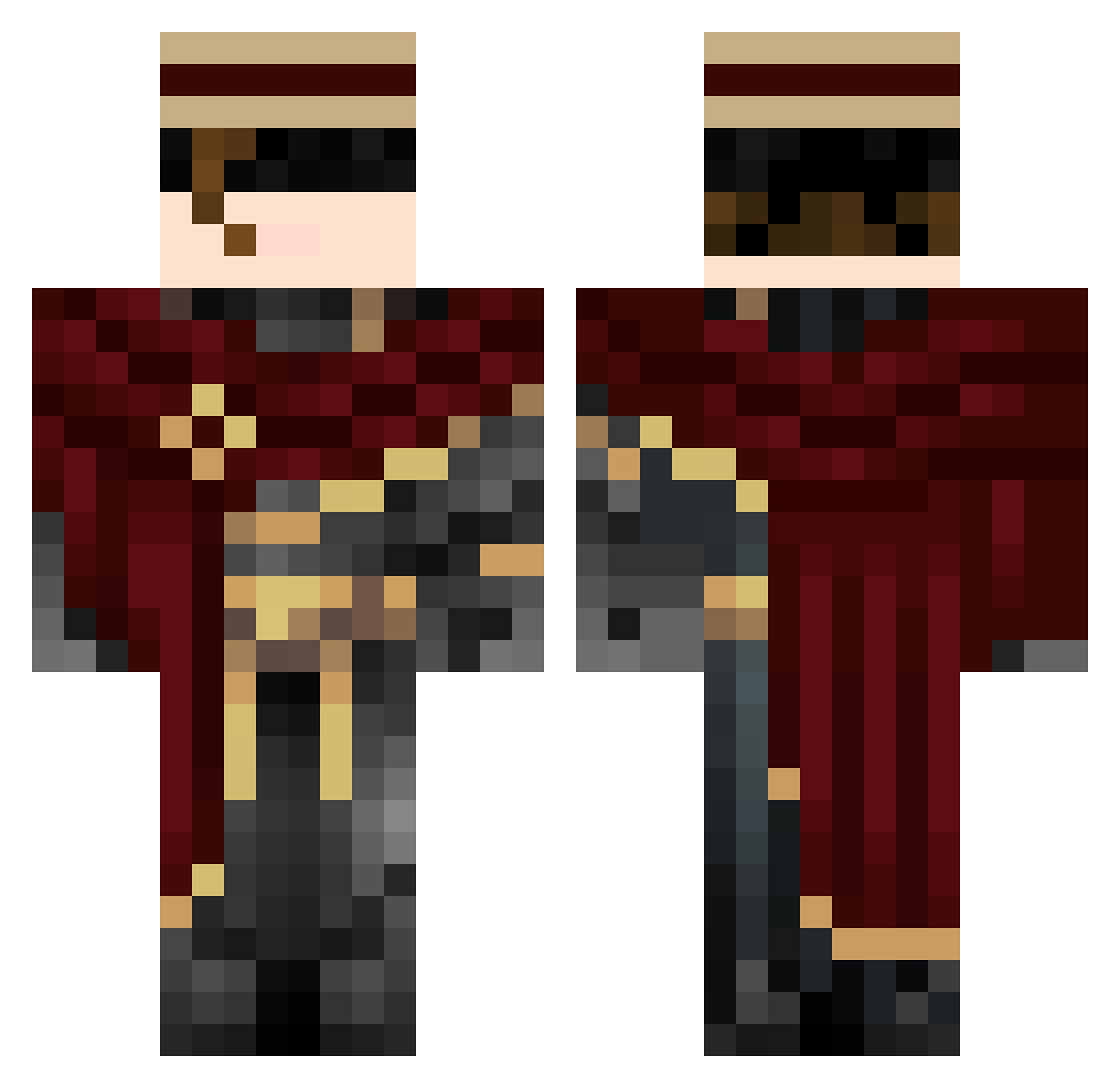 TheHennn Minecraft skin, front and back view
